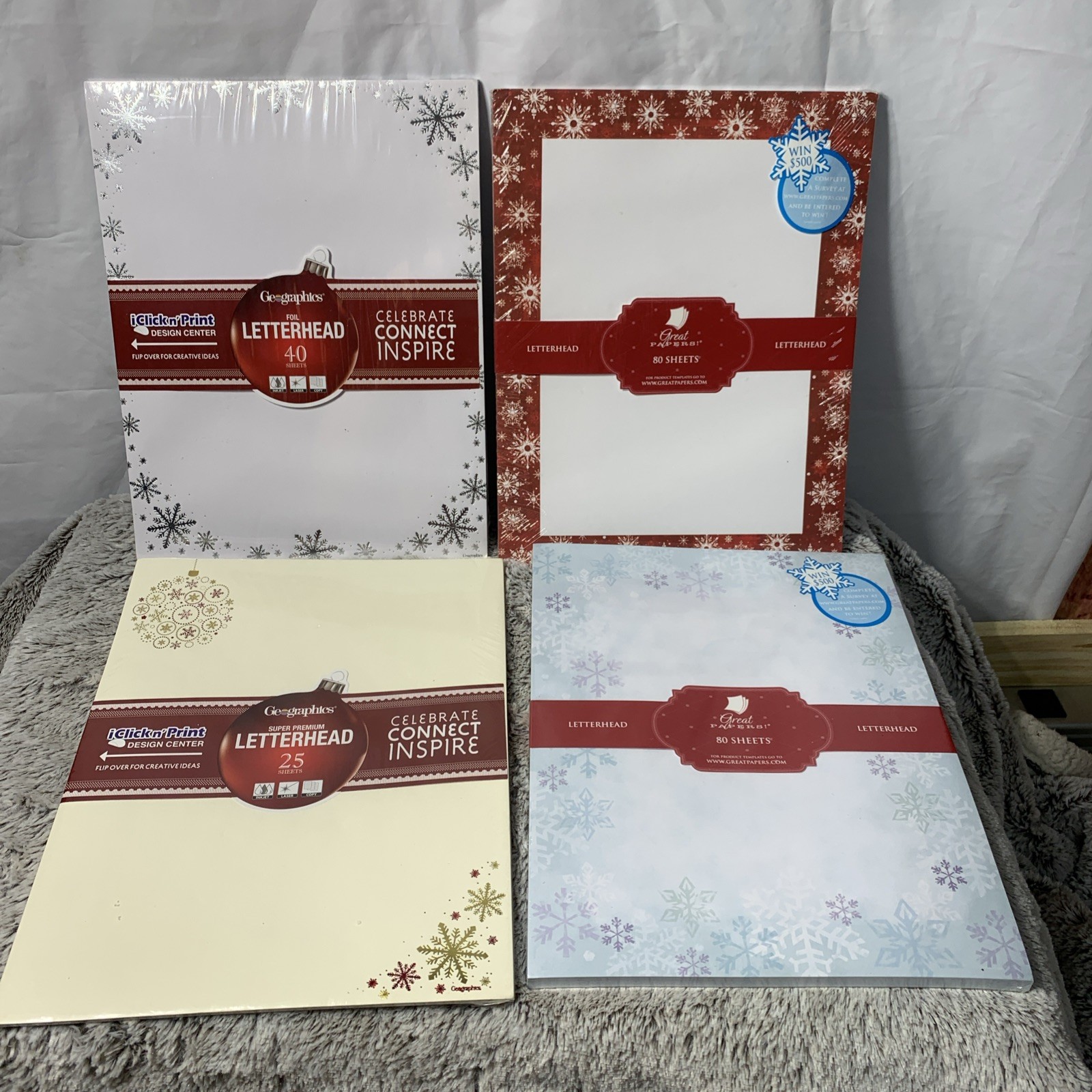 Letterhead Paper 225 Sheets Christmas Foil Graphics NEW