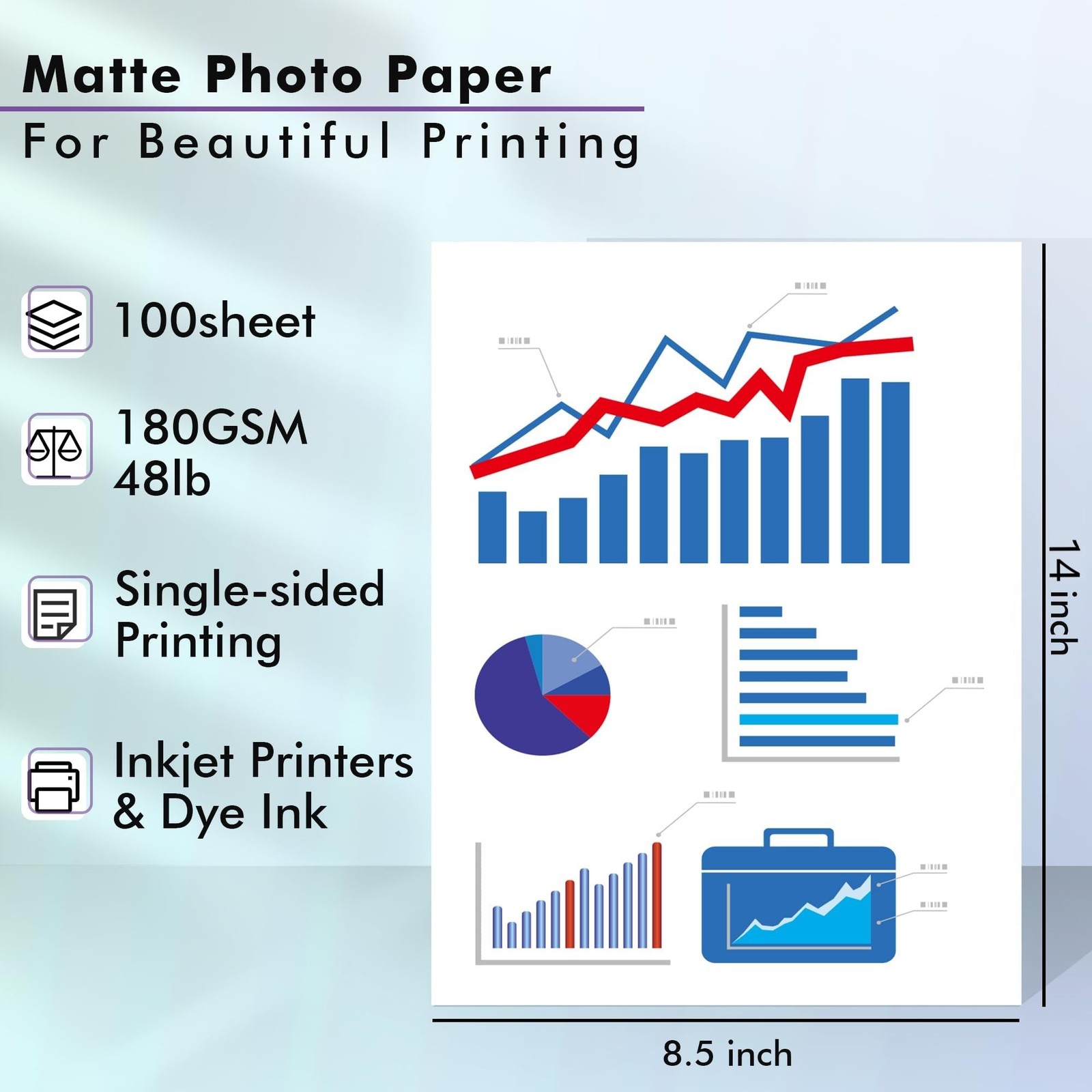 100 Sheets Koala Matte Coated Photo Paper 8.5×14 Inch Legal Size 48LB