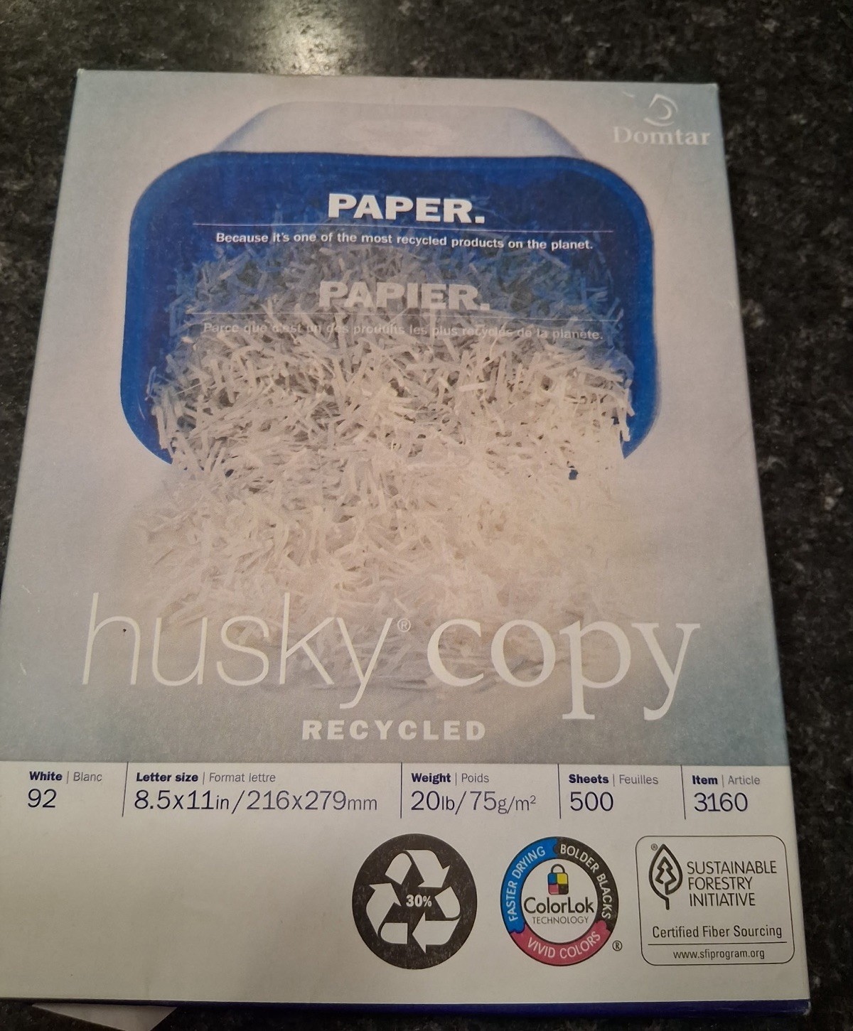 Domtar Husky Copy30 Recycled Copy Laser Inkjet Paper 8.5x11in 2pk NEW & SEALED