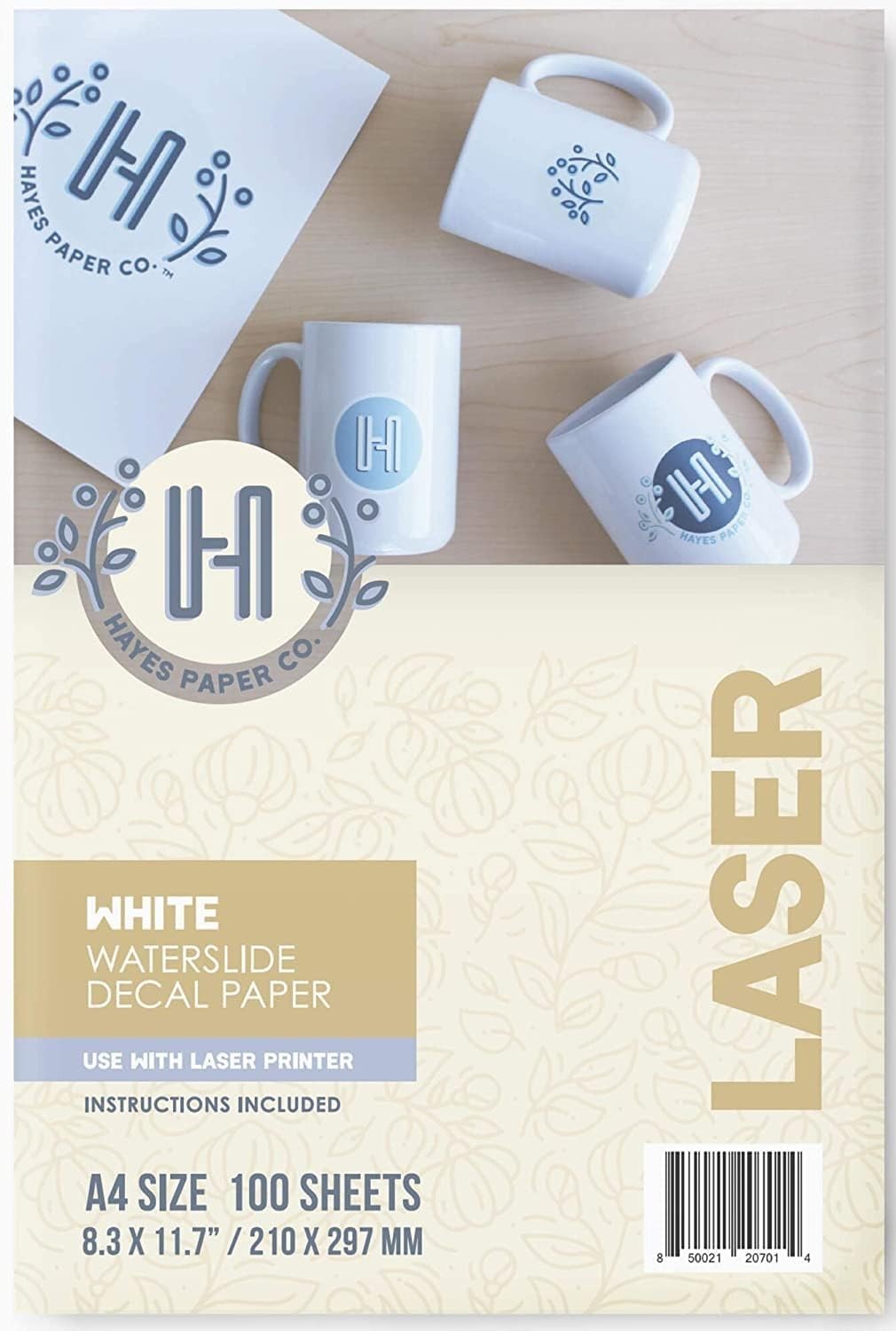 100 Sheets A4 Laser Decal Paper – Ideal for Ceramics, Glass, Metal, and More
