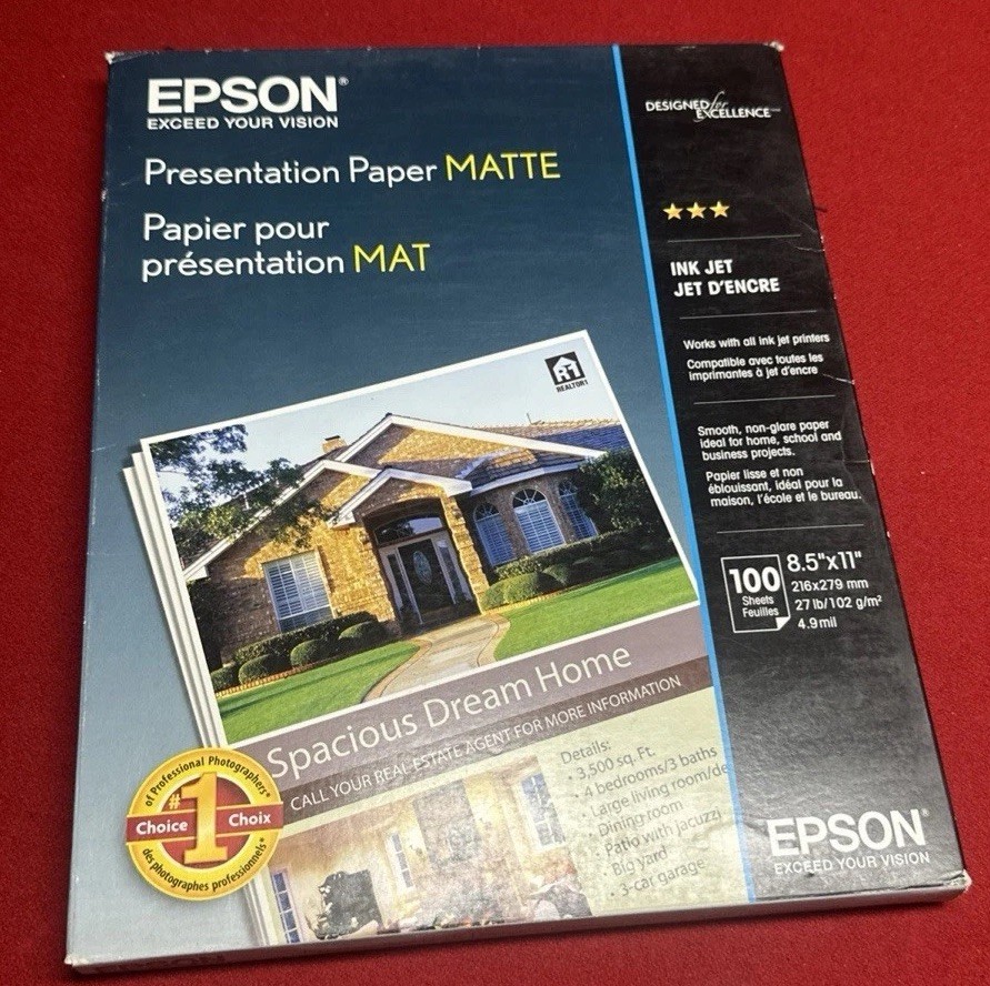 S041062 Matte Presentation Paper 27 lbs. Matte 8-1/2 x 11 white, New