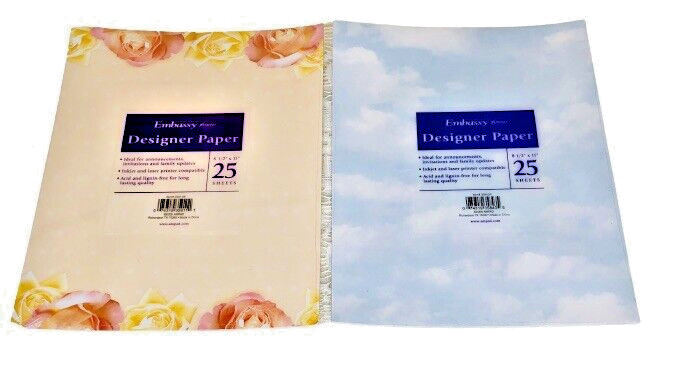 Embassy Designer Printer Paper 25 Sheets 8.5×11 Inkjet Laser Drawing 2 Pack NEW