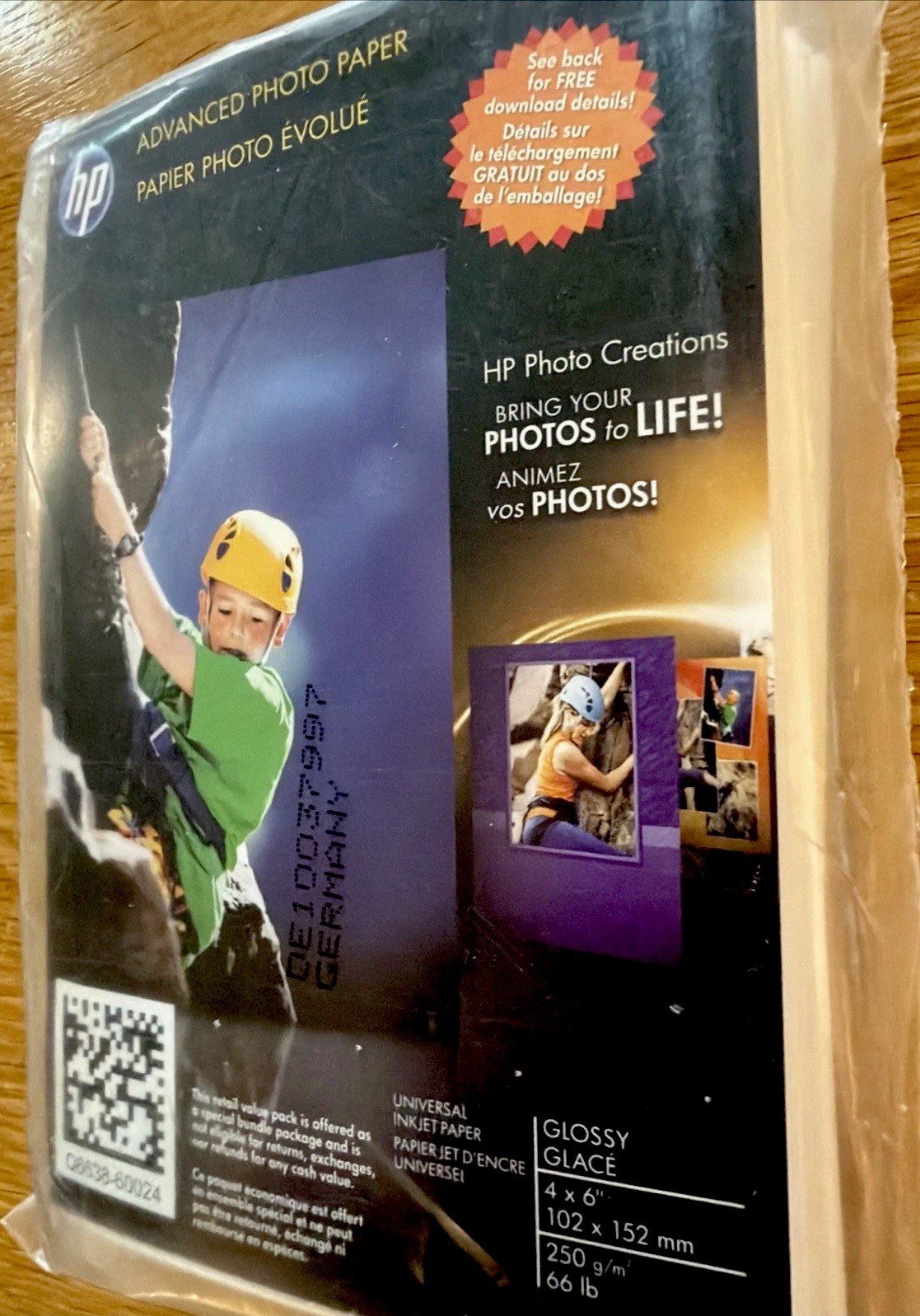 HP Advanced Photo Paper 4”x6” Inkjet 100 Sheets Glossy Q6638-60024