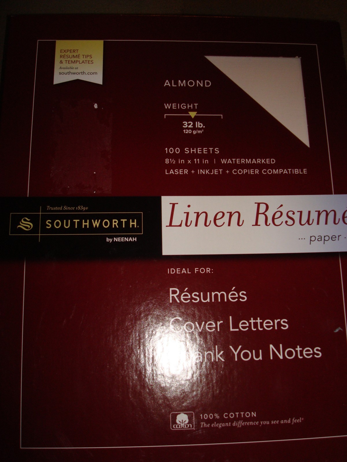 SOUTHWORTH LINEN RESUME PAPER ALMOND 32 LB