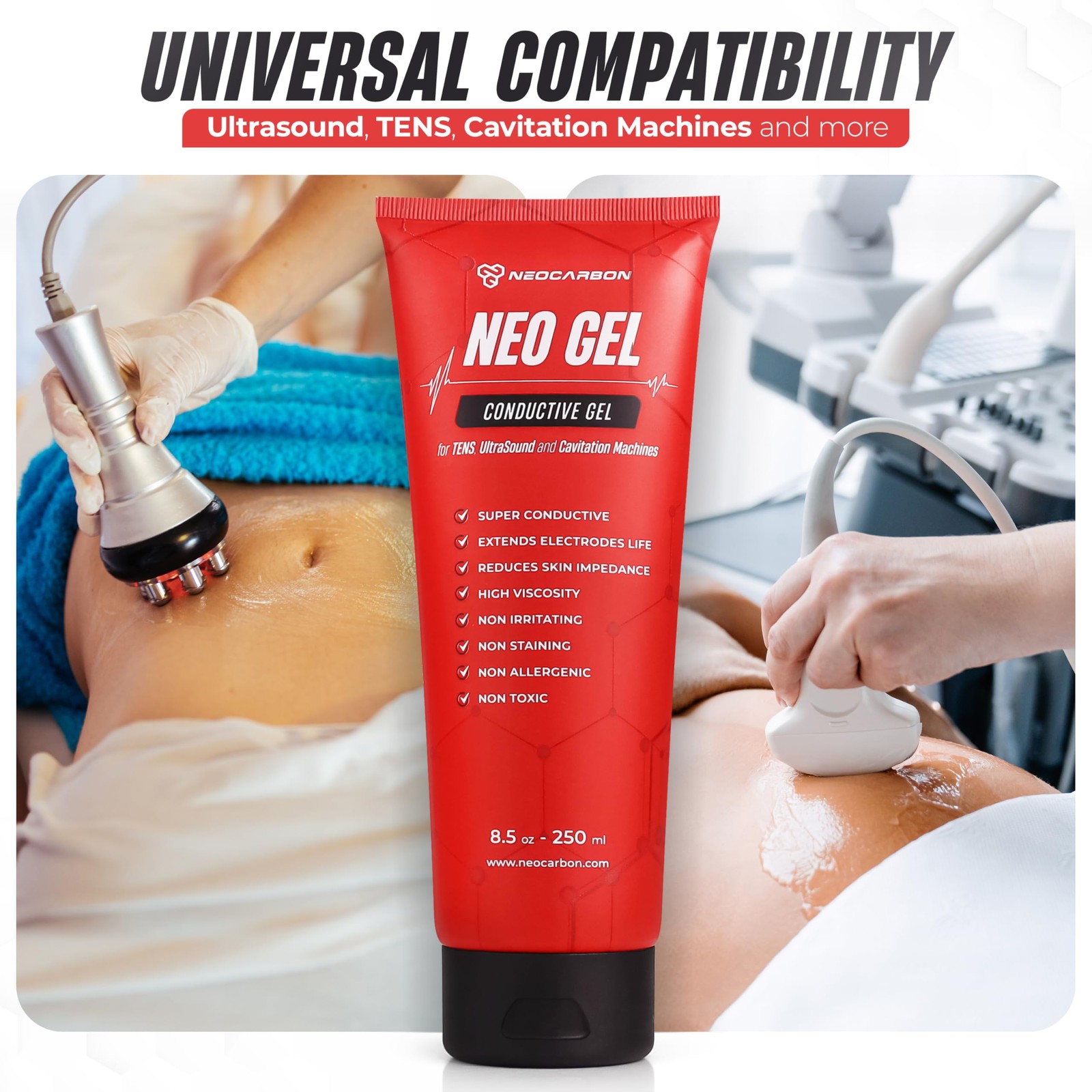 Electrode Conductive Gel TENS Unit Ultrasound Cavitation Clear 250ml 2 PCS