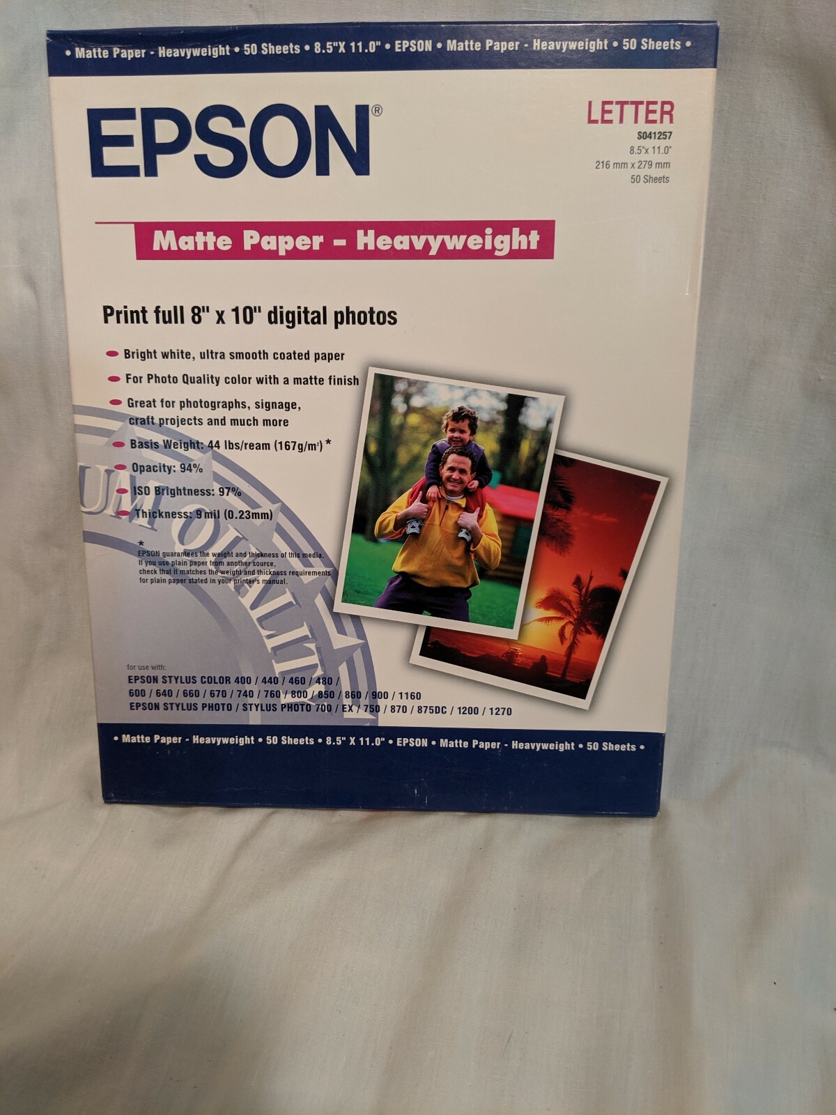NIB Epson Matte HEAVYWEIGHT Photo Paper 8.5″ x 11″ S041257 50 SHEETS