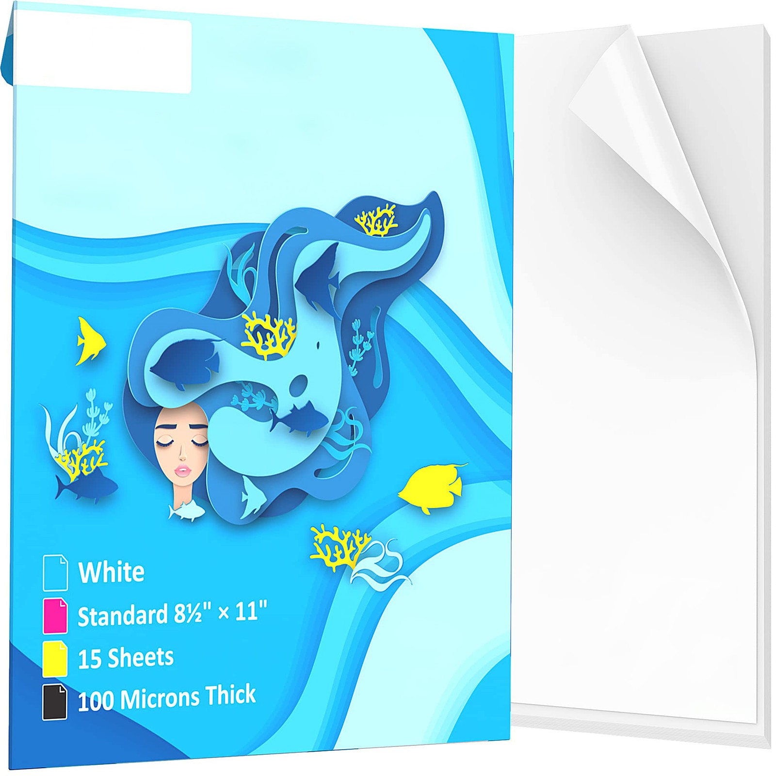 Self Adhesive Sticker Paper, Vinyl, Laser Printer, 15 Sheets