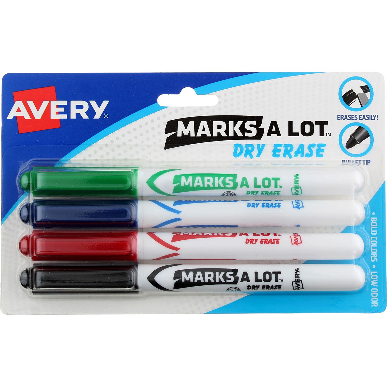 2 Pack Marks-A-Lot Dry Erase Marker, Assorted Colors 24459, Pen-Style, Bullet…