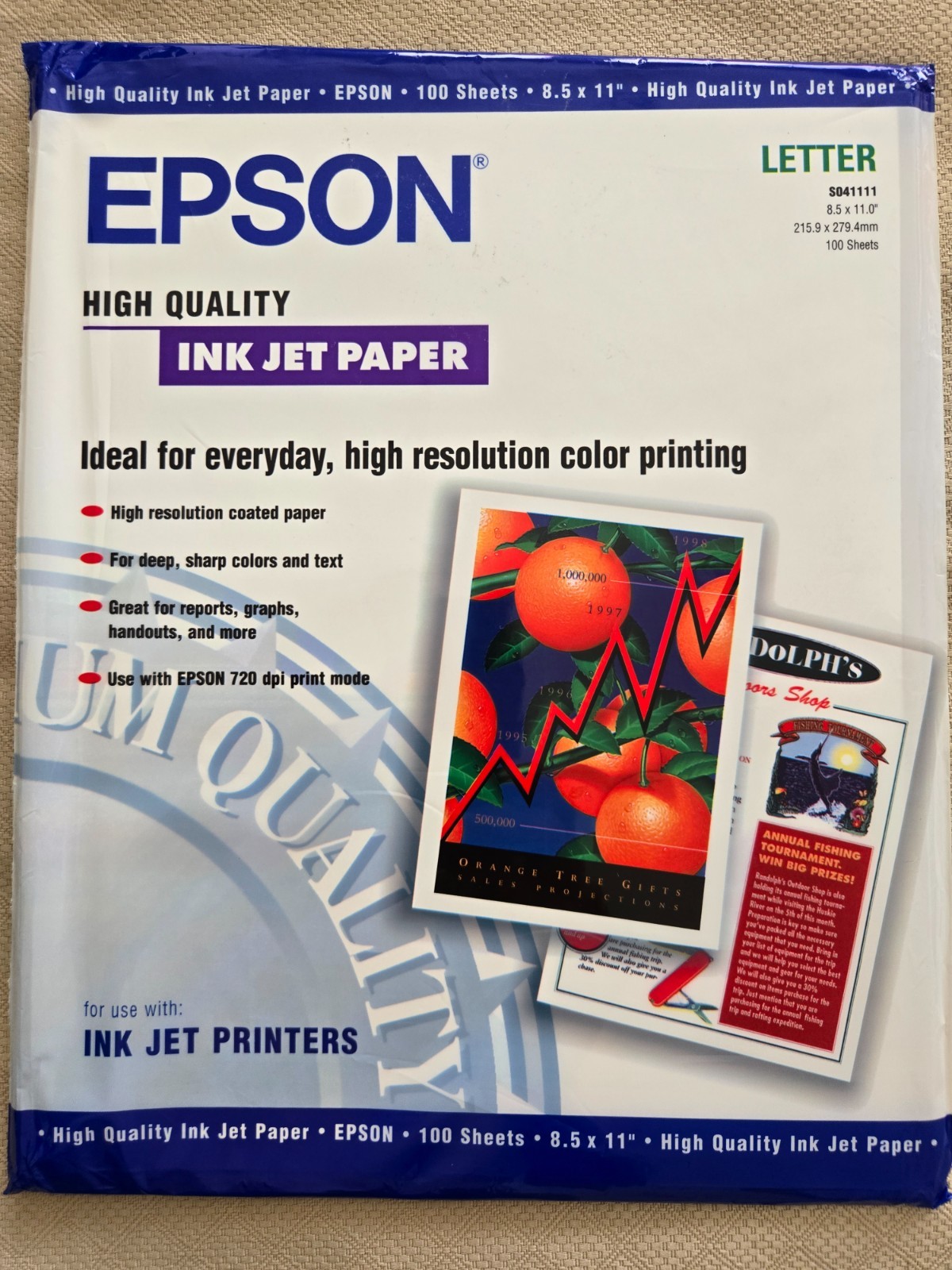 Epson High Quality Inkjet Paper Matte 8-1/2 x 11″ 100 Sheets/Pack S041111