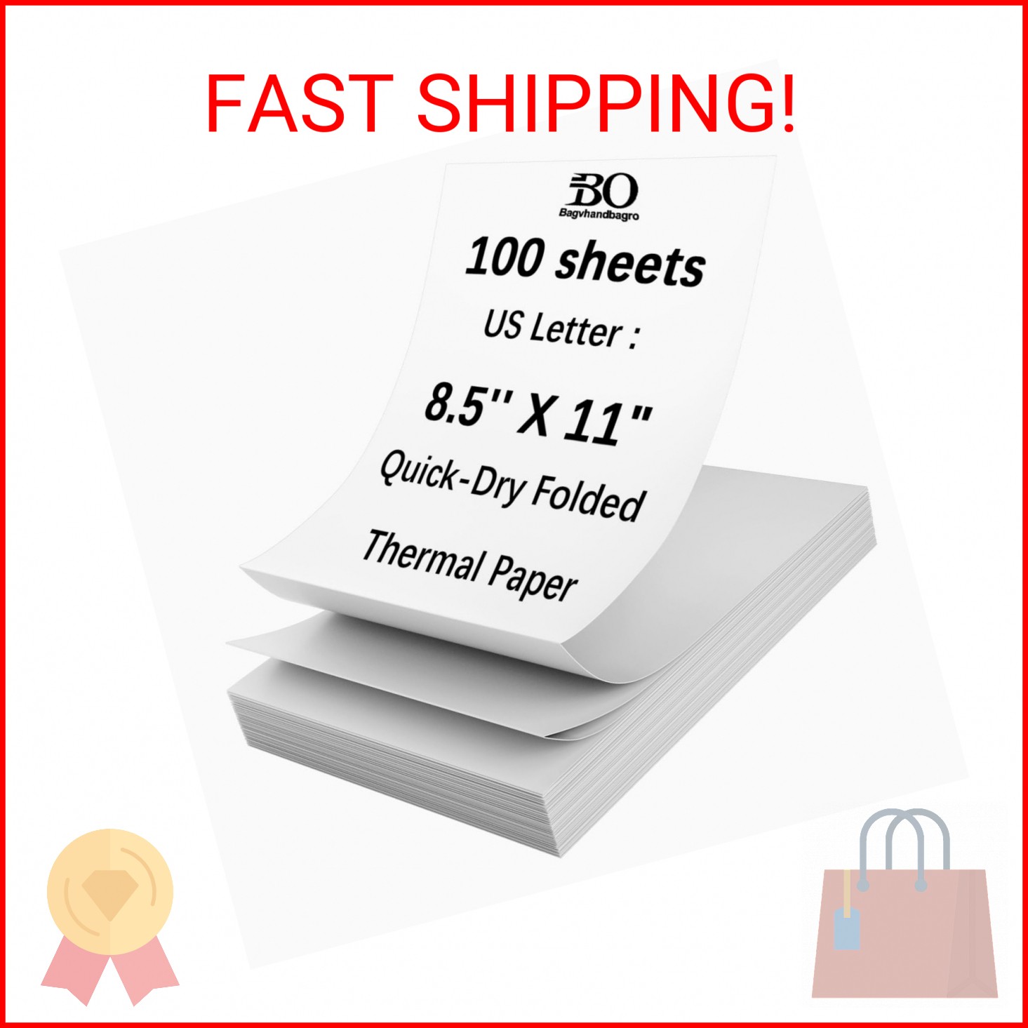 Thermal Printer Paper 8.5 x 11 Inch, 100 Sheets US Letter Size Thermal Paper, Co