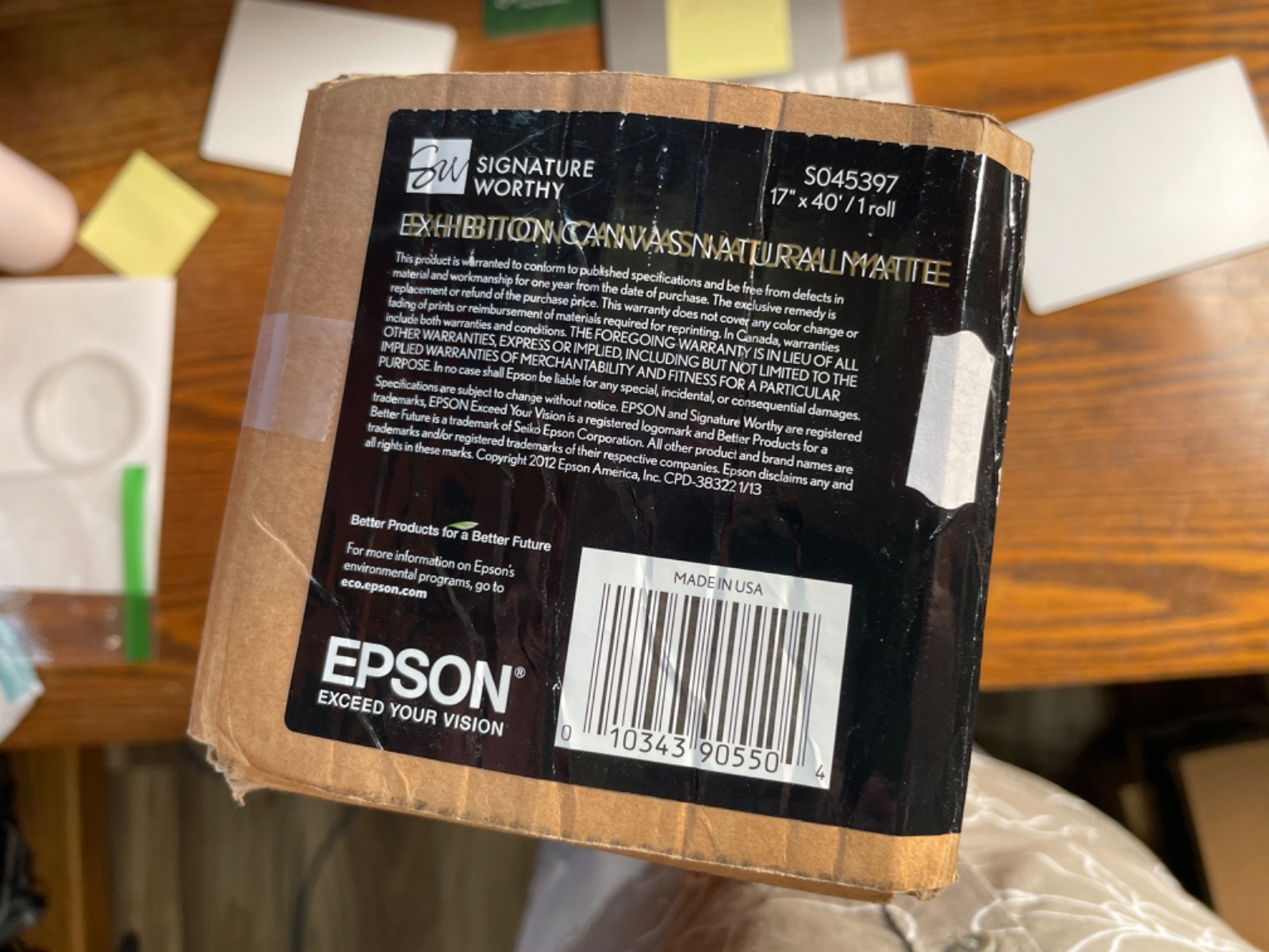 Epson S045397, 17″ x 40′ Exhibition Canvas Natural Matte Roll 34 feet remain