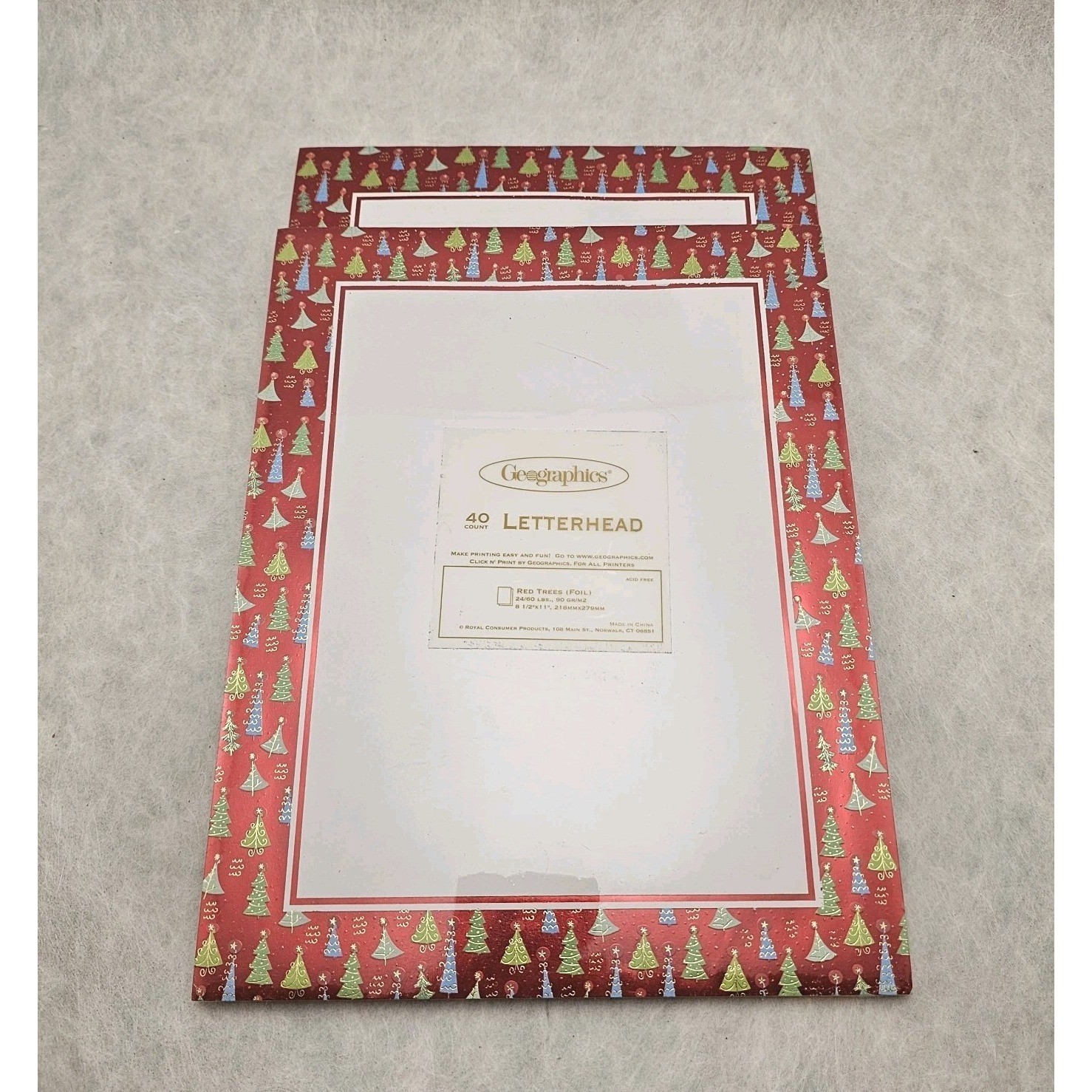 2 NWT Geographics “Christmas Icons” Foil Printer Paper Letterhead 40 Pages