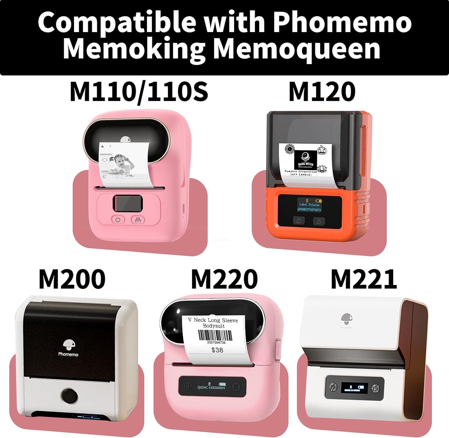 1 Roll Self-Adhesive Thermal Label Sticker Paper for Phomemo M110/M200 Printer