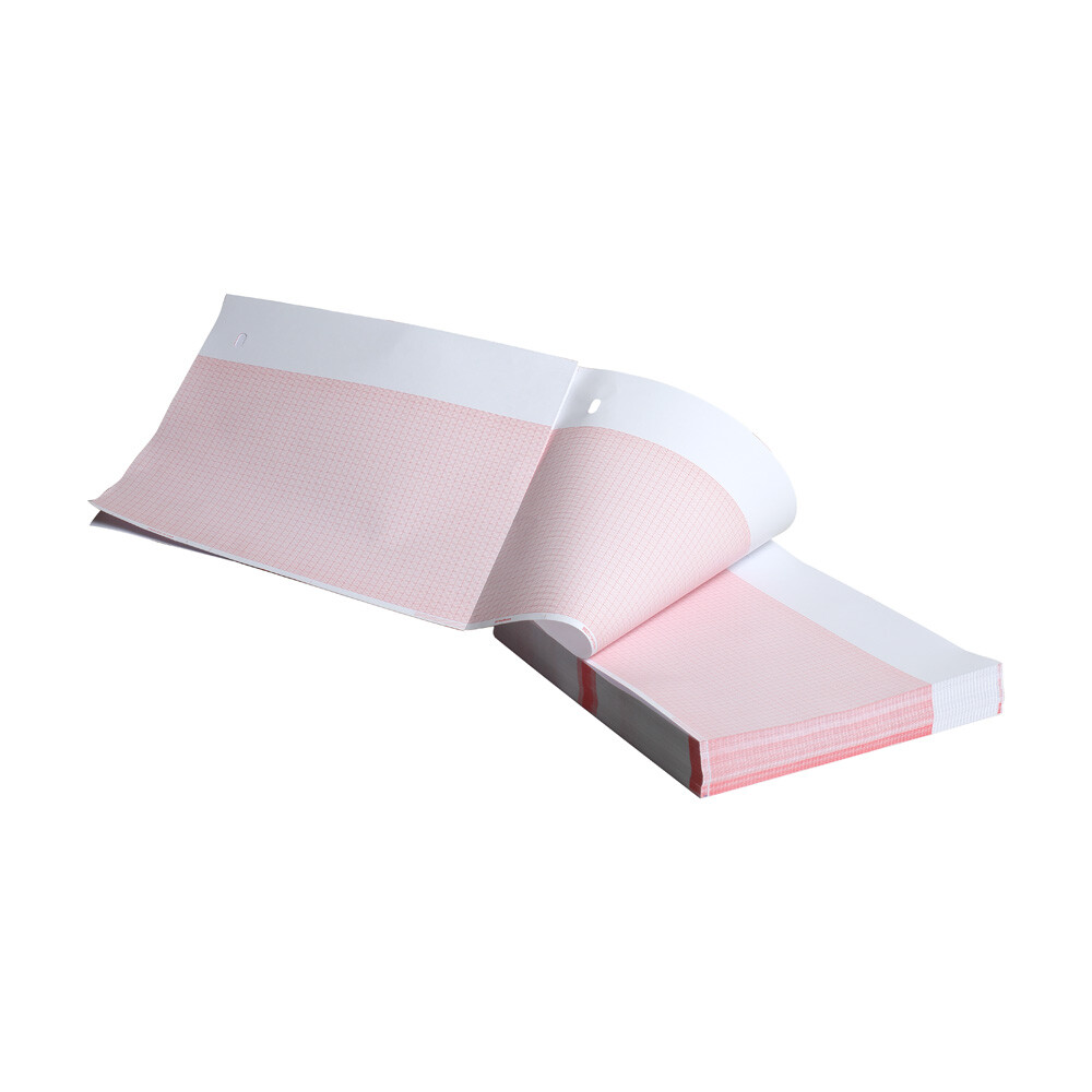 GE Healthcare 2104770001 8 PK Z-Fold Paper A, Red Grid 155mm Wide 300 Sheets