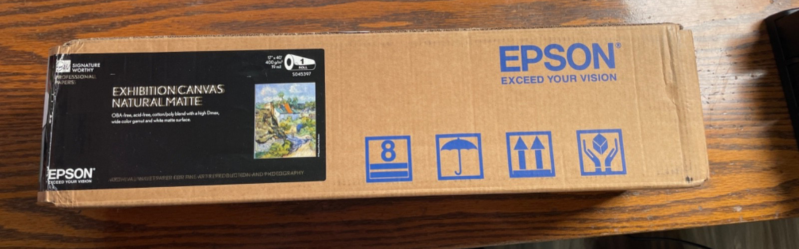 Epson S045397, 17″ x 40′ Exhibition Canvas Natural Matte Roll 34 feet remain
