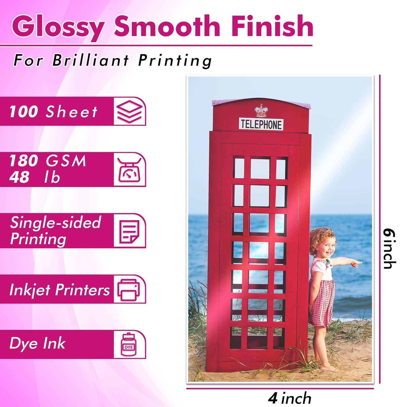 Koala Glossy Inkjet Photo Paper 4X6 Inches 48lb 100 Sheets Professional Gloss…