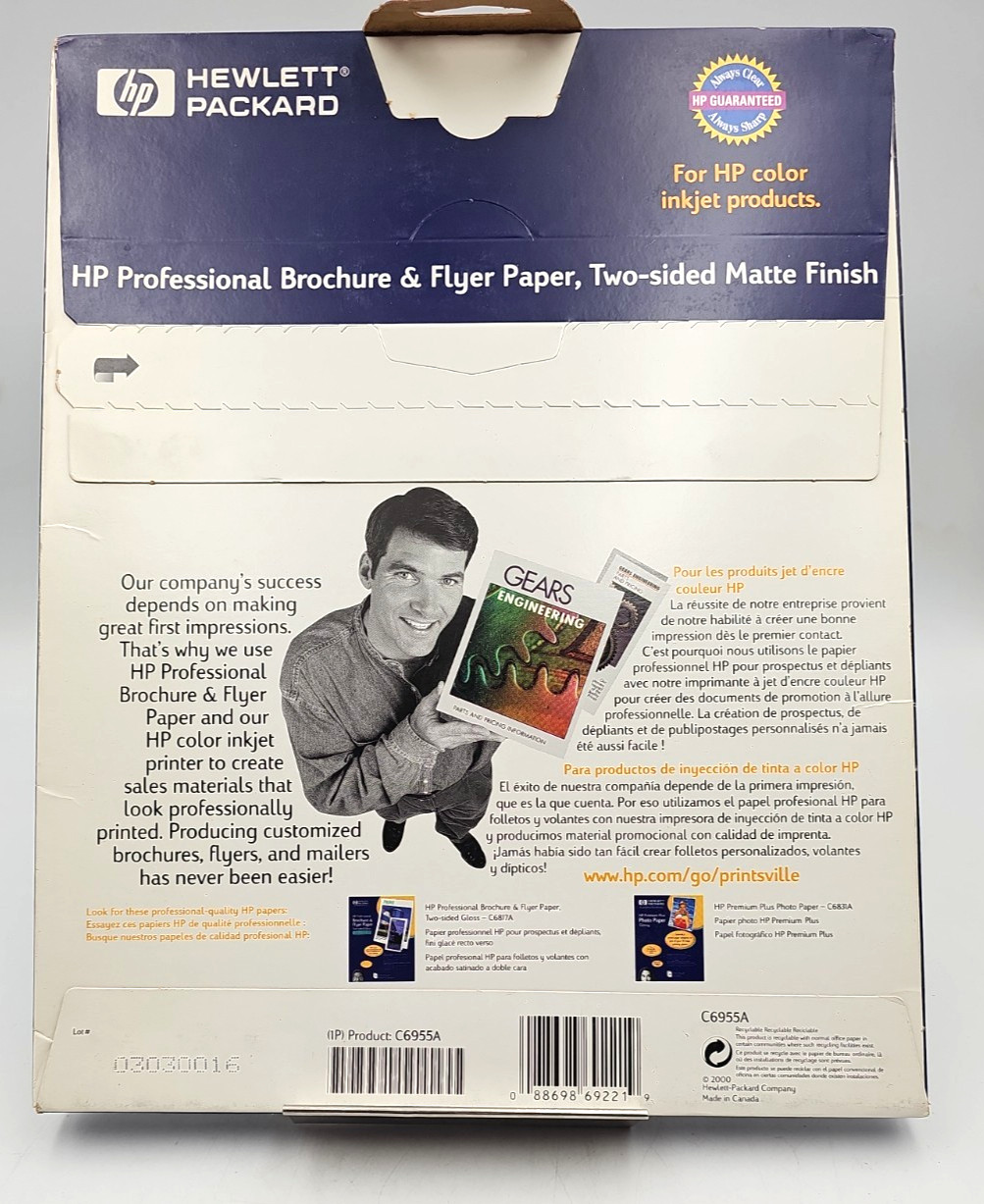 NEW SEALED HP brochure and flyer paper Matte (50 Sheets 8.5 x 11 In) 36lb C6955A