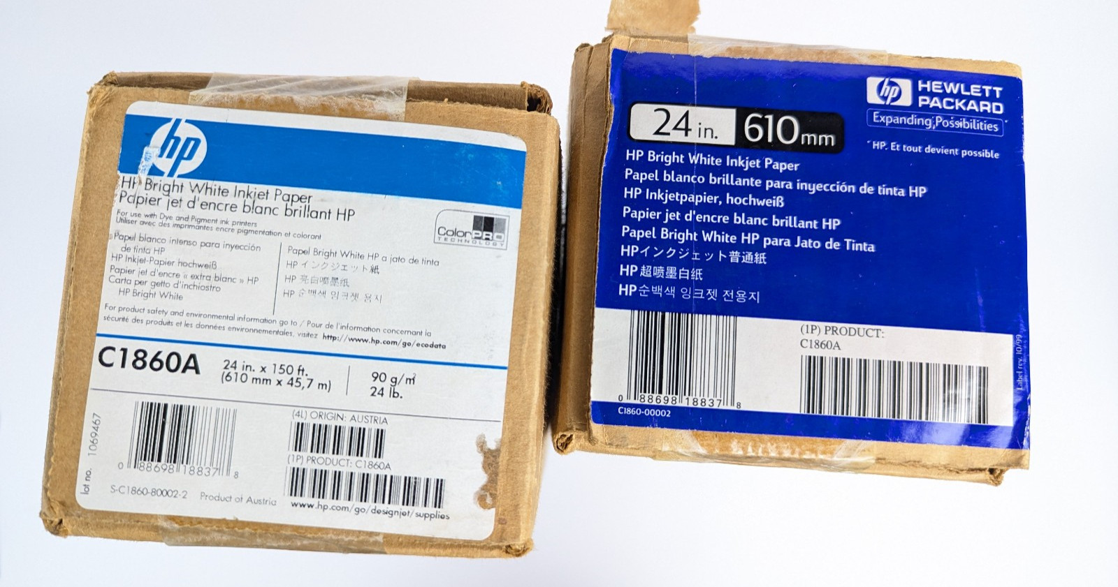 *LOT OF 2* Genuine OEM HP C1860A Bright White Inkjet Paper 24″x150′ 24 lb