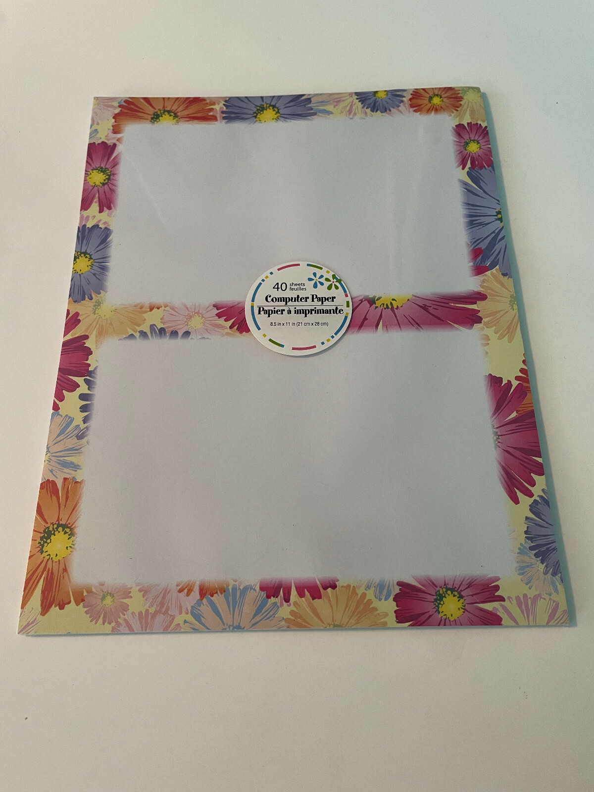 Very Pretty Colorful Forty Sheets Of Flower Computer Paper 8.5 Inches X 11 Inch