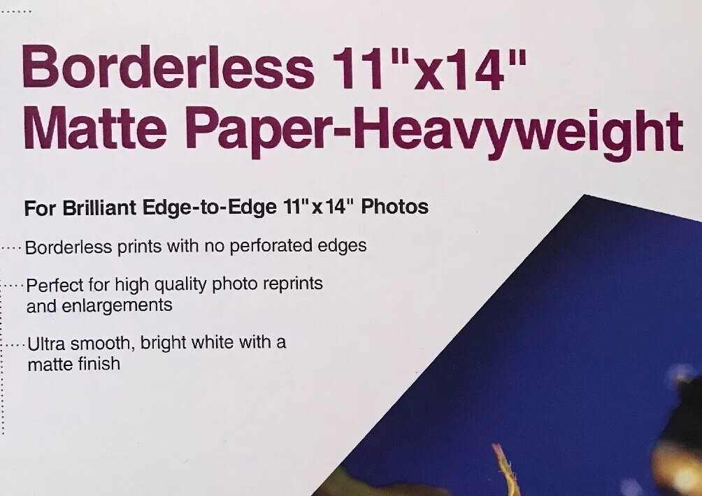 Epson s041468 Borderless 11”x14” Matte Paper- Heavyweight Open Box 37 Sheets