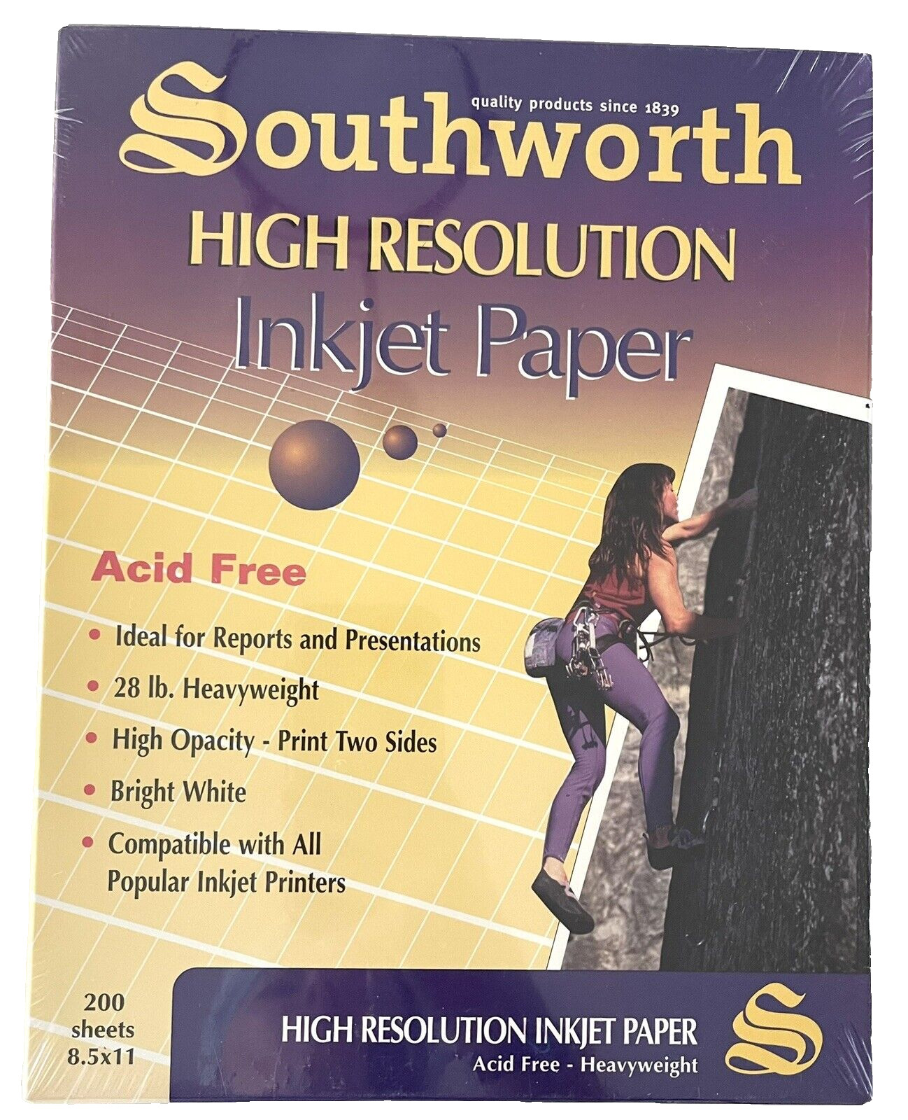 Southworth High Resolution Inkjet Paper 8.5 x11- 200 Sheets Bright White Sealed