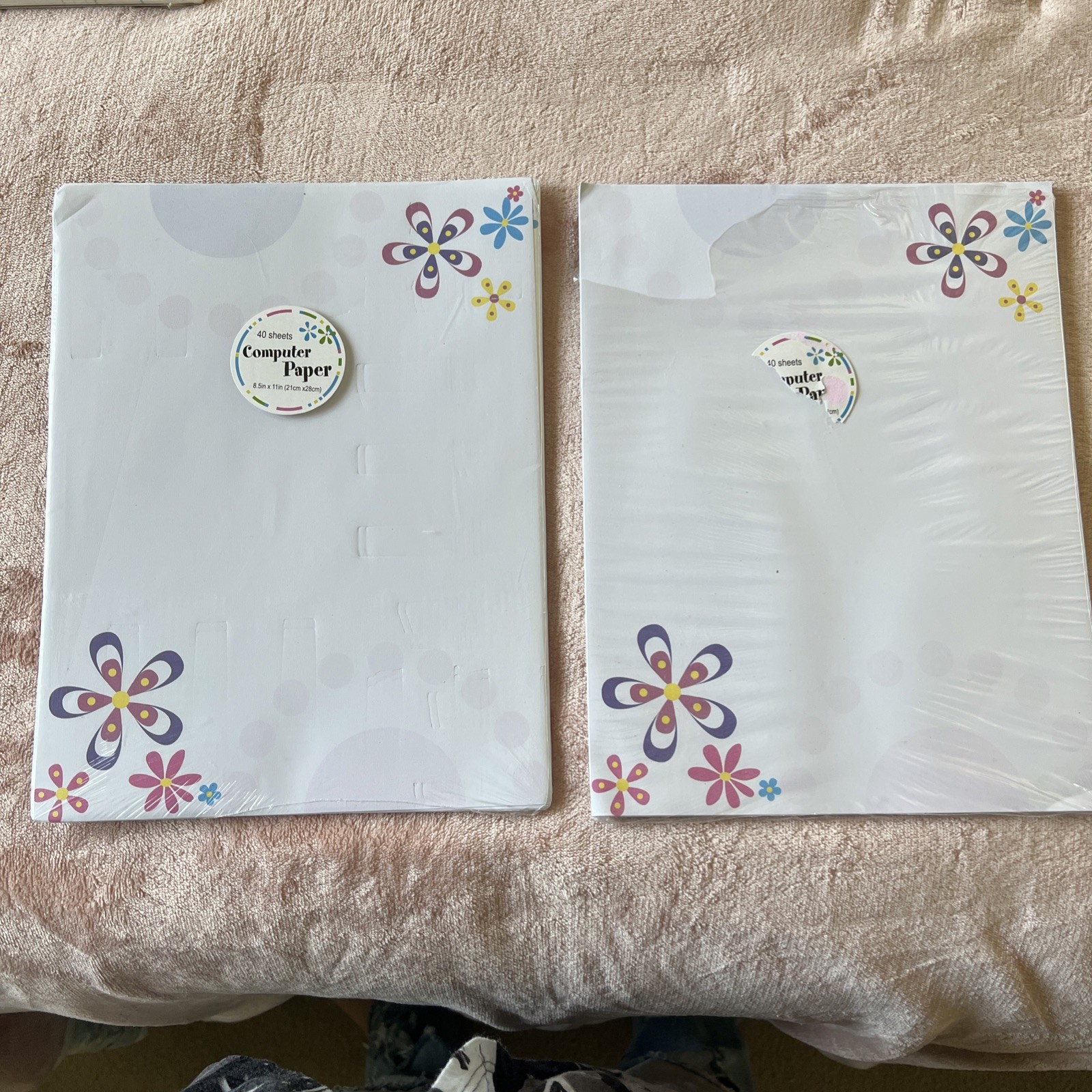 Computer Paper 40 Sheets 8.5″ by 11″ Flowers/ Two Pack 1 New Other Open Box