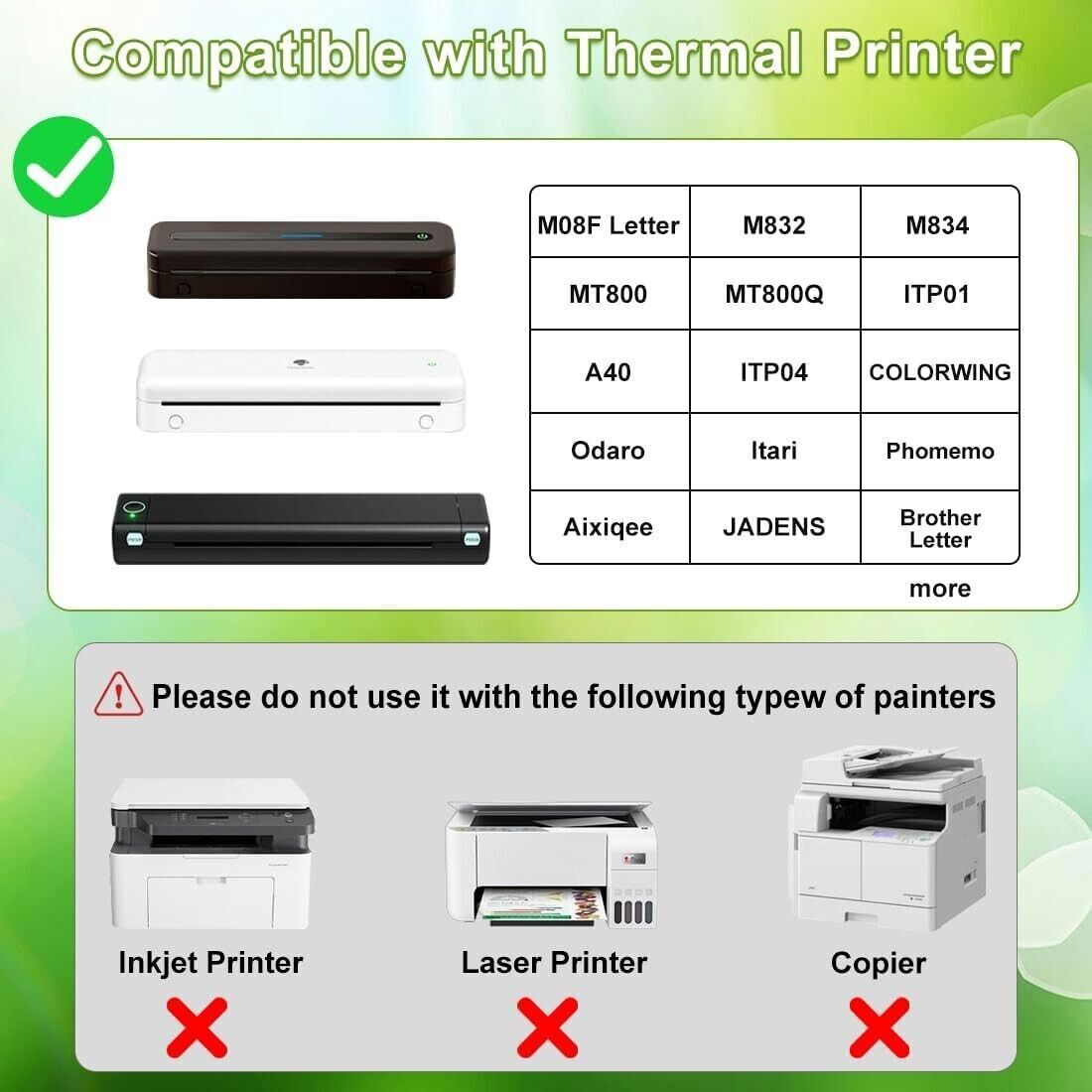 2-10 Rolls Thermal Printer Paper 8.5″x11″ US Letter Size Quick-Dry for M08F M832