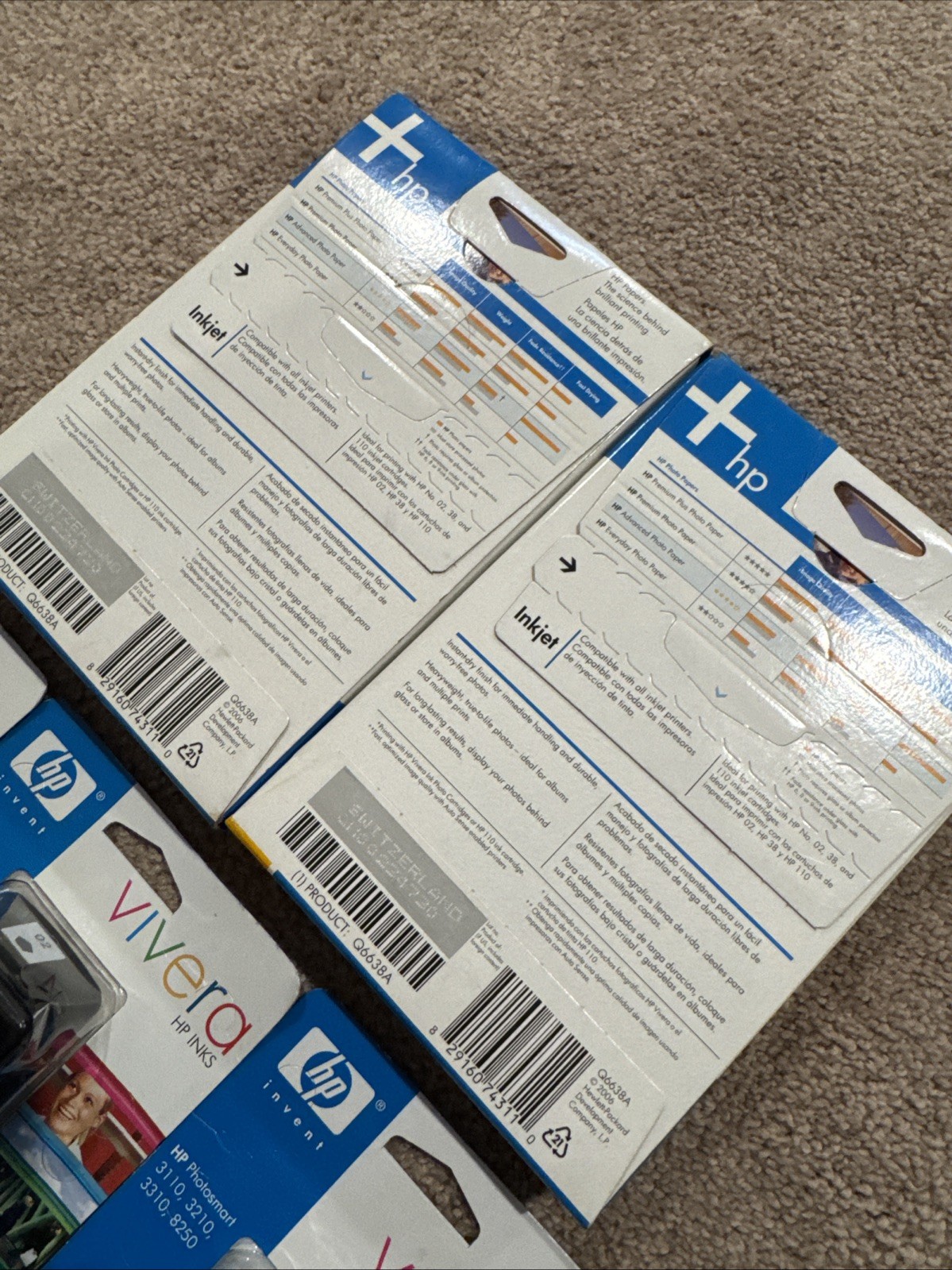 Lot Of 8 – HP Advanced 4″ x 6″ Glossy Inkjet Photo Paper & Vivera Ink Cartridge