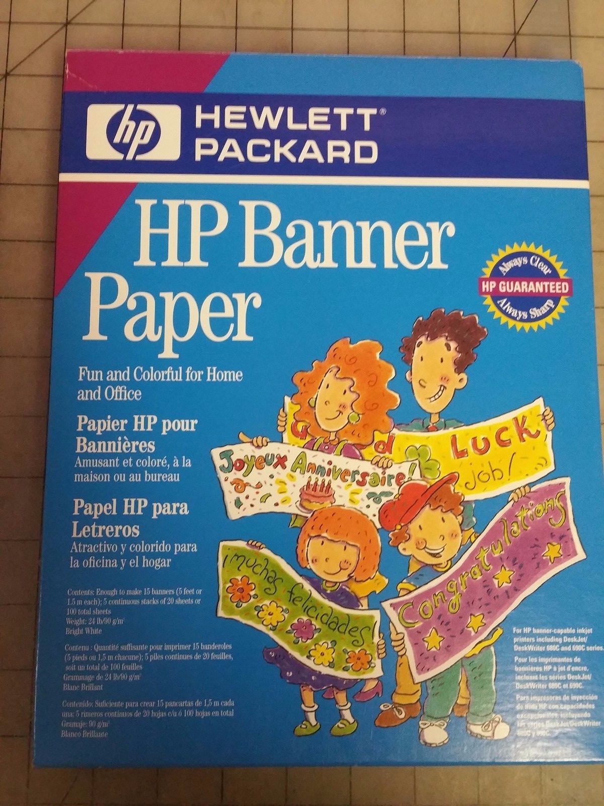 HP Banner Paper 24 LB, 4 continuous stacks of 20 sheets White – Open Box