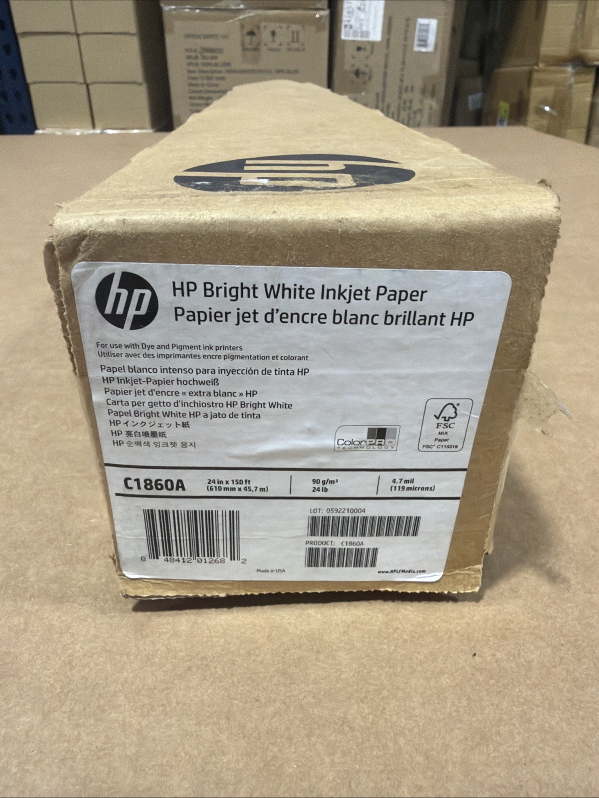 GENUINE OEM HP C1860A Bright White Inkjet Paper 4.7mil 24″x150′ 24 lb New
