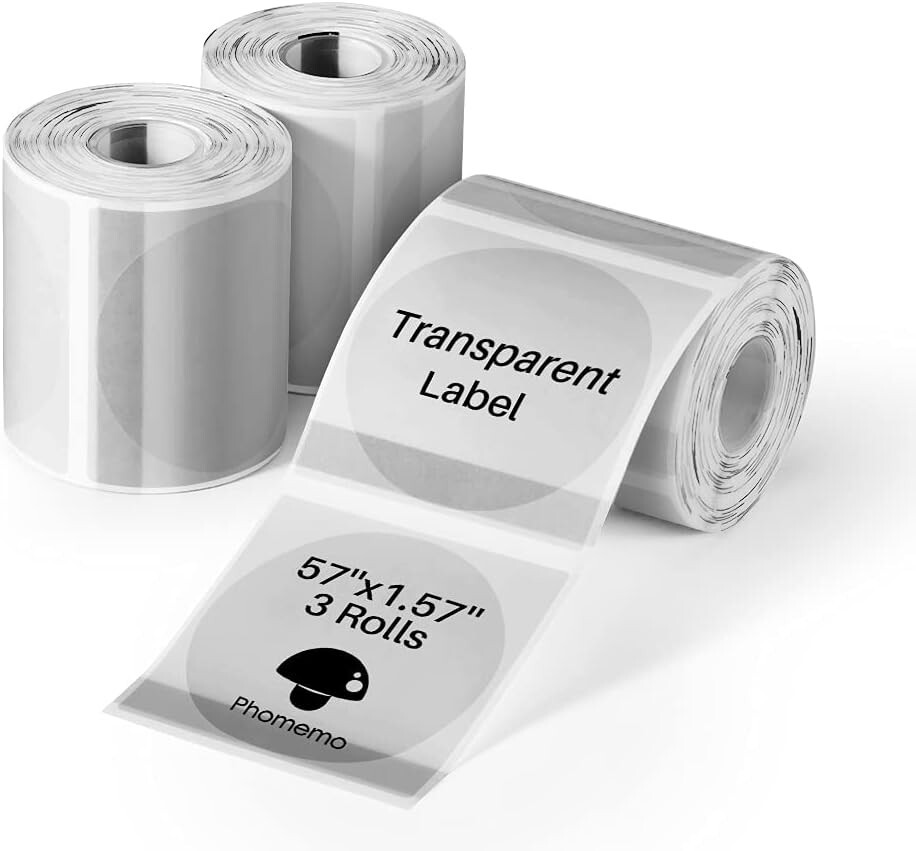 3Rolls Round Transparent Thermal Printer Label 40*40mm for Phomemo M200/M220
