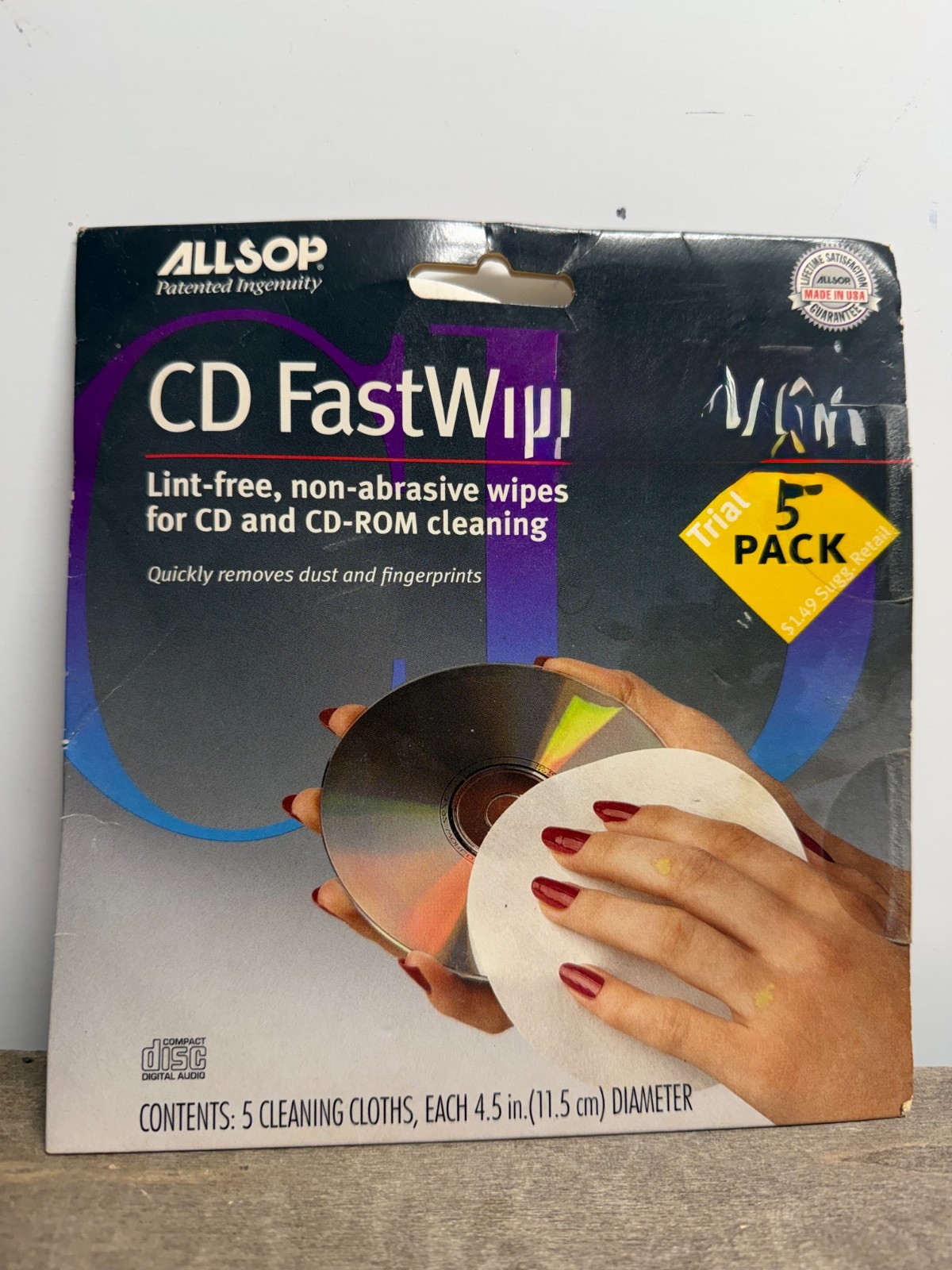 Allsop CD+R/RW DVD+R/RW Fast Wipes Cleaners Removes Dust Fingerprints PS1 PS2