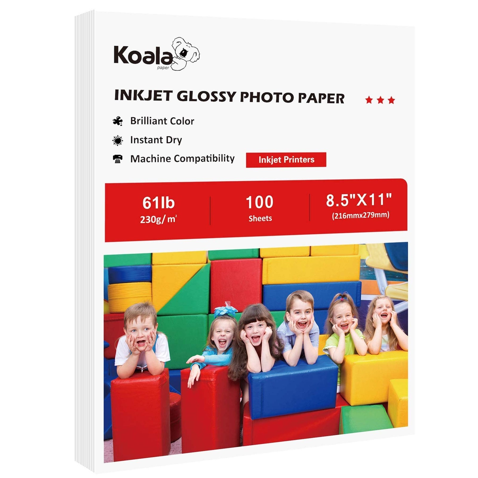 Koala Heavyweight Photo Paper High Glossy 8.5×11 Inch 61LB 100 PCS Inkjet