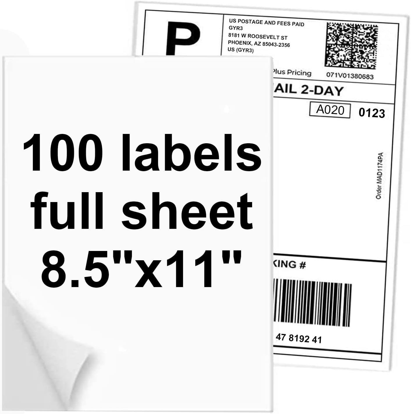 100 Full Sheets Sticker Paper for Laser & Ink Jet Printers, 8.5″ X 11″ Full Shee
