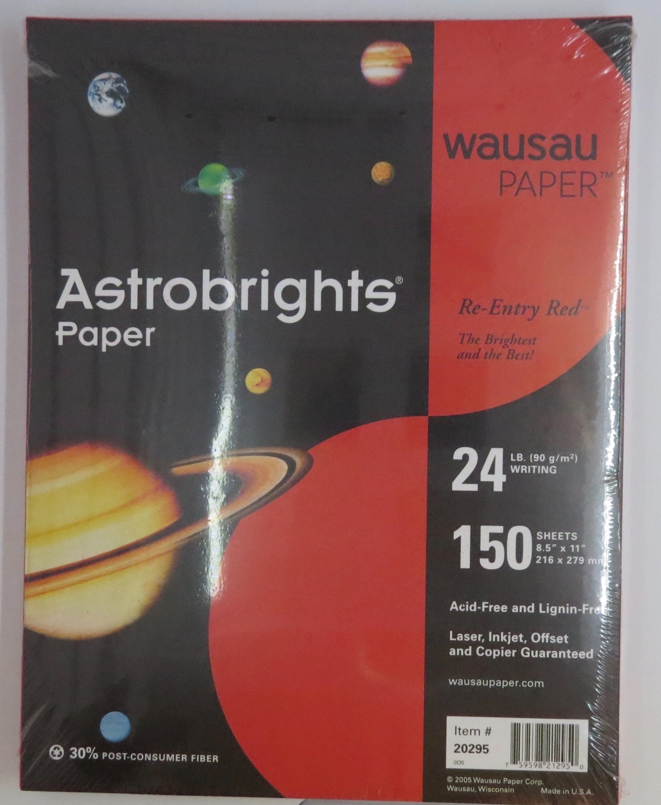 Re-Entry Red Astrobrights Wausau Paper 24lb 150 Sheet Laser Inkjet Copier Offset