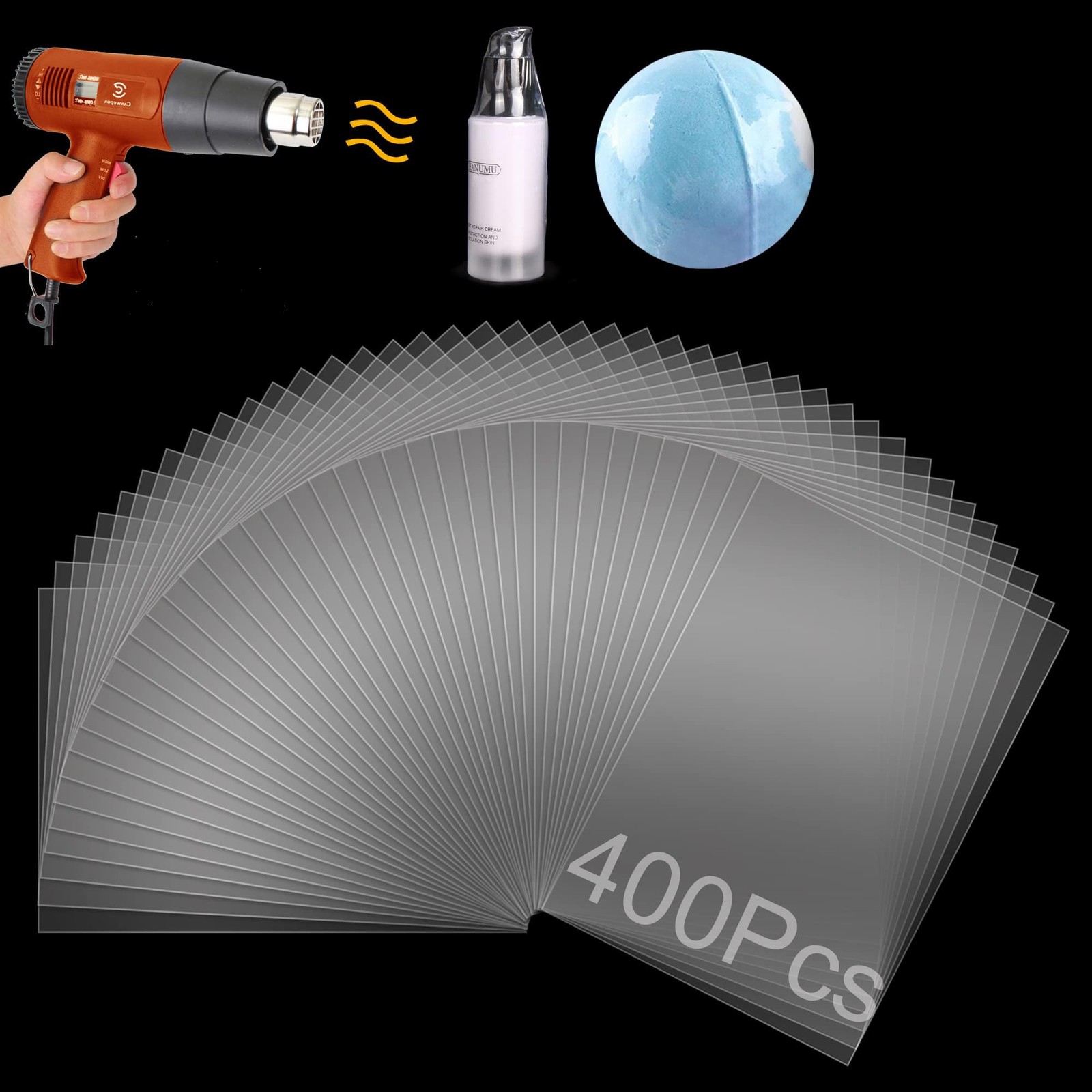 400Pcs Shrink Wrap Bags 4×6 Inches Clear PVC Inch 400PCS, Transparent