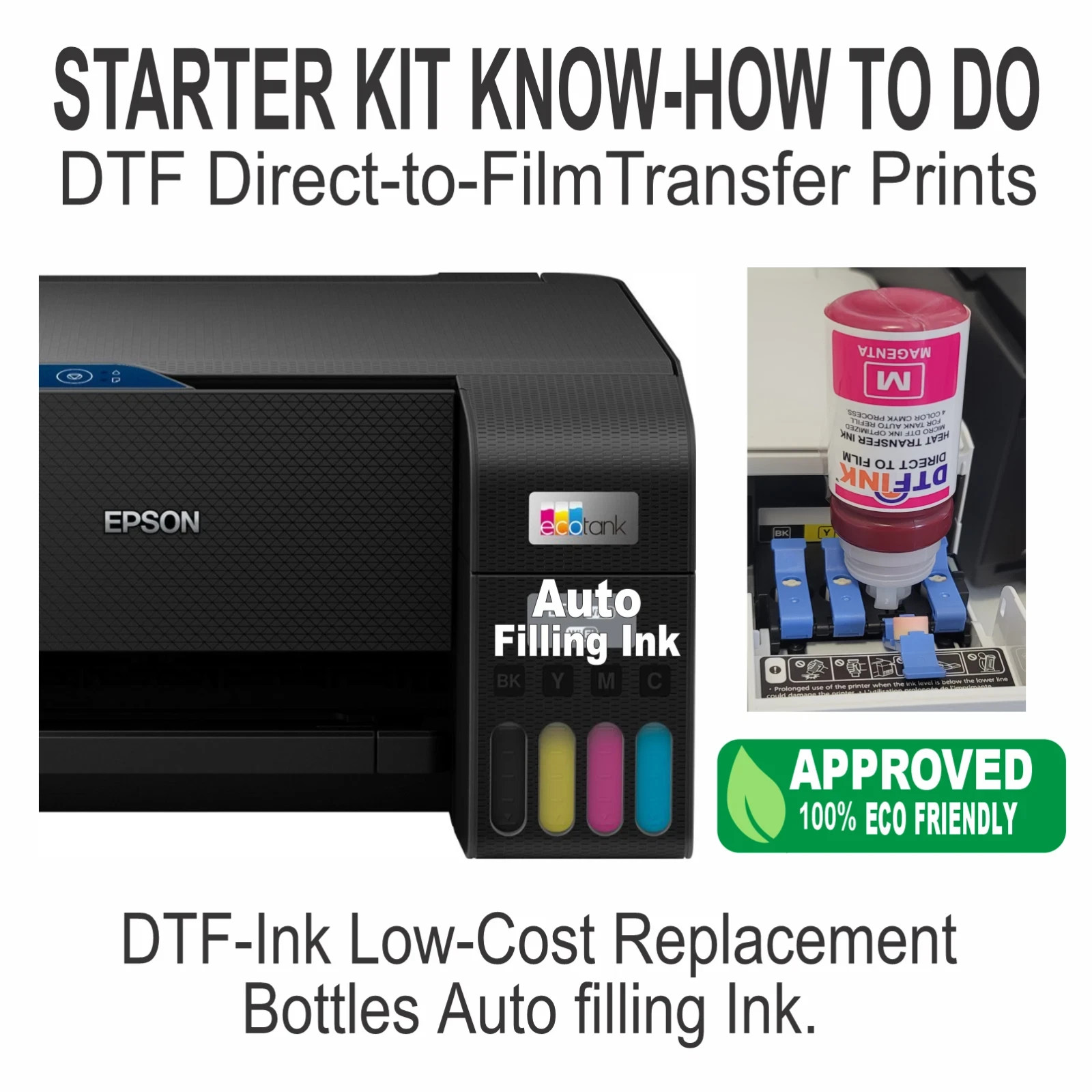 Epson Printer with DTF ink plus Heat Press 12″x15″ T-Shirt Maker Bundle