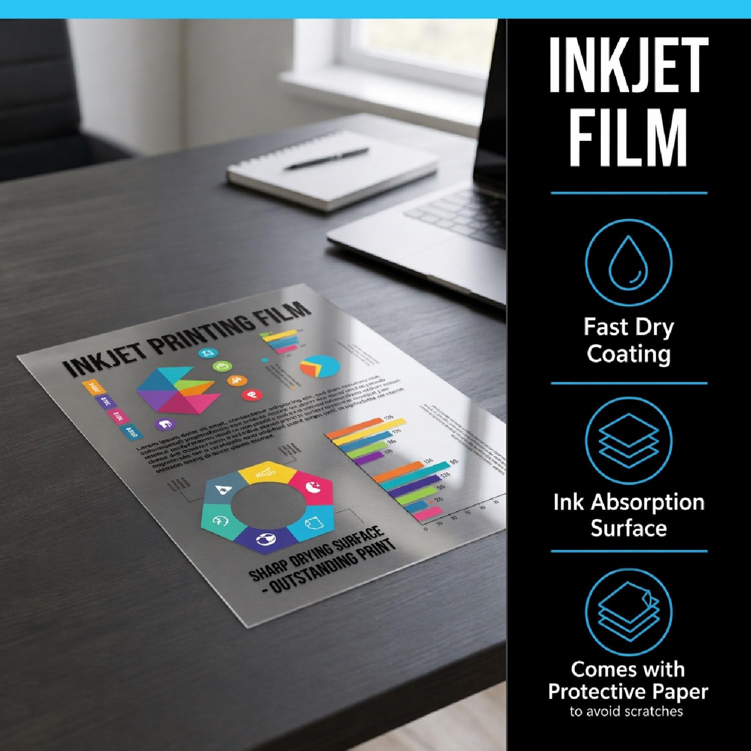 Inkjet OHP Transparency Film Sheets 8.5 × 11 Inch (Letter Size) 4.5 Mil – Cle…