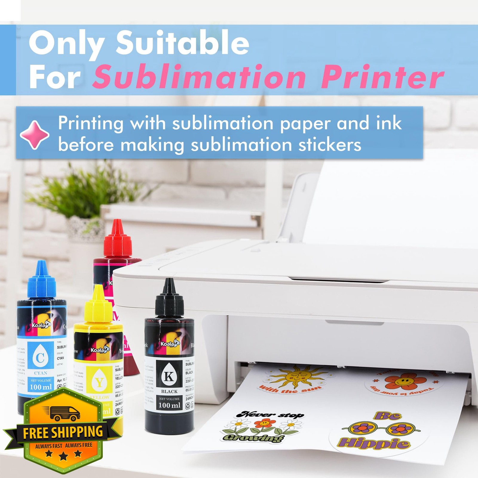 KOALA Glossy White 8.5×11″ 25 Sheet Waterproof Sublimation Sticker Paper