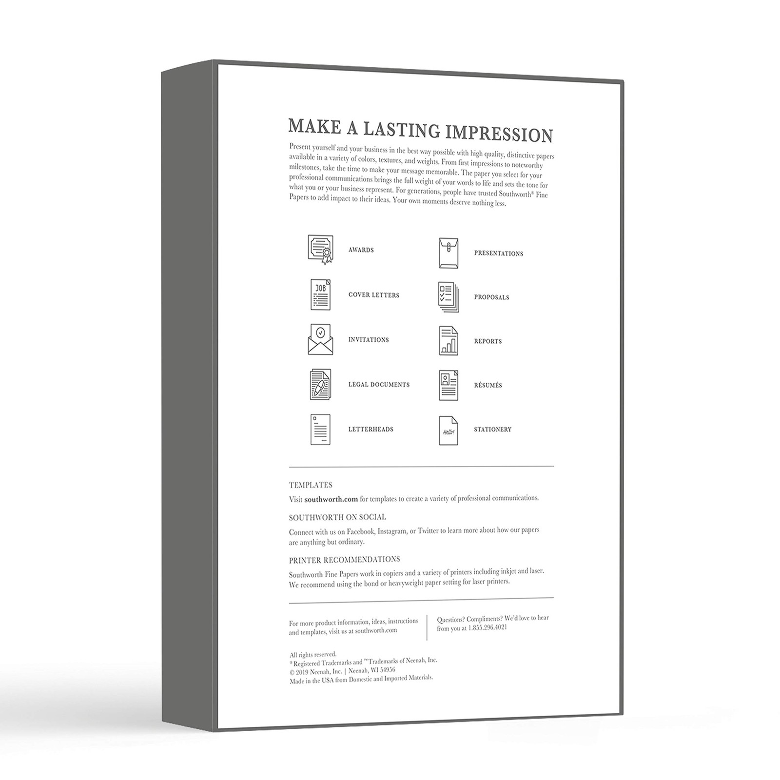 Southworth 403C 25% Cotton Business Paper White 20 lbs. Wove 500 Sheet,