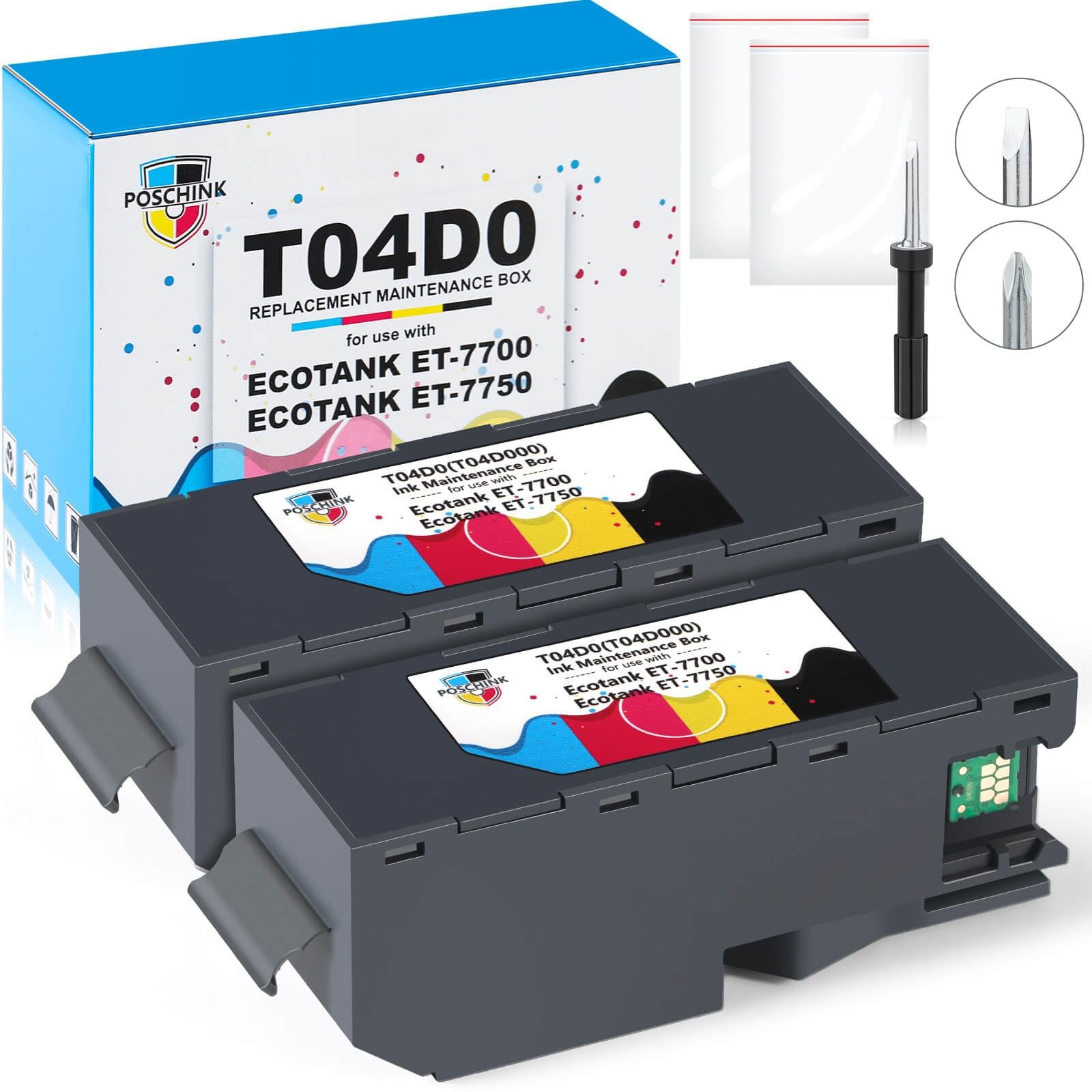 Poschink T04D0 Maintenance Box for Ecotank ET7700 ET7750 / ET-7700 T04D0x2