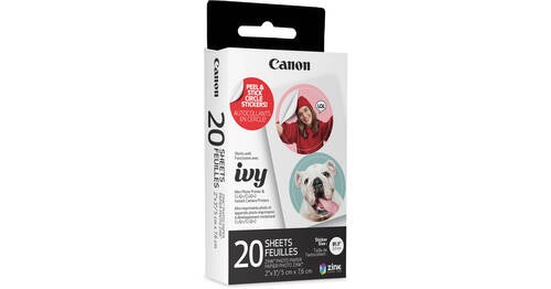 Photo Paper Canon 4967C001 ZINK Pre-Cut Circle Sticker Paper Pack – 20 Sheets –