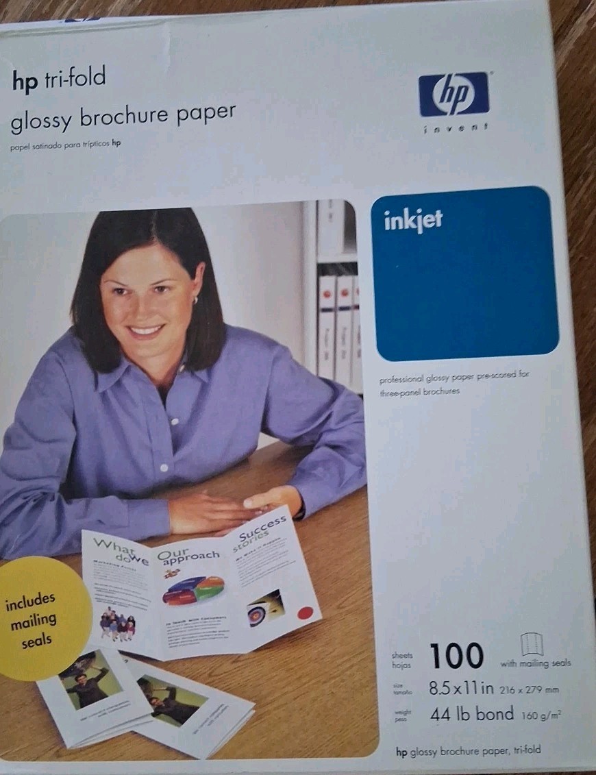 HP Inkjet Tri-Fold Brochure Paper Matte Finish 8.5″ x 11″ 100pcs New