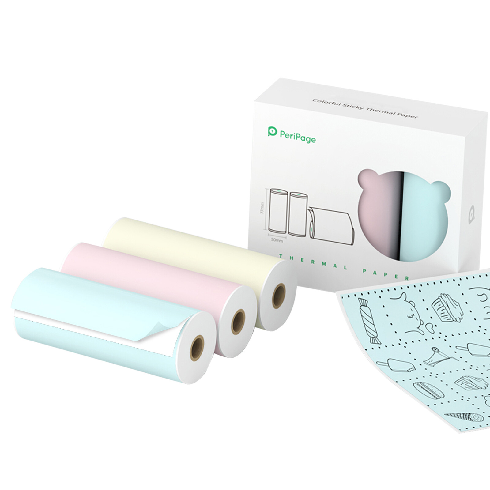 77 x 30mm Self-Adhesive Color Thermal Paper Sticker BPA-Free I0M1