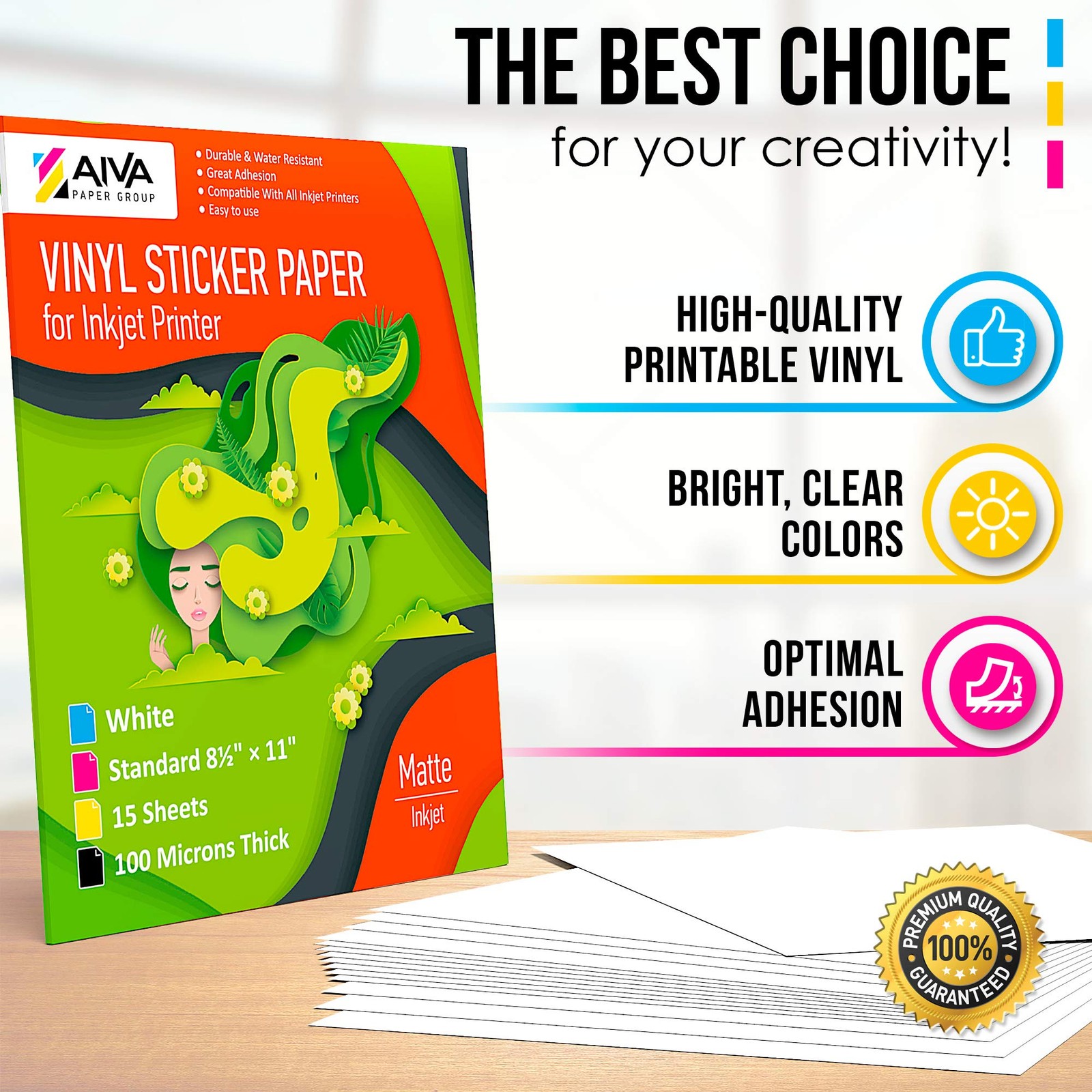 Printable Vinyl Sticker Paper for Inkjet Printer – Matte White – 15 Self-Adhe…