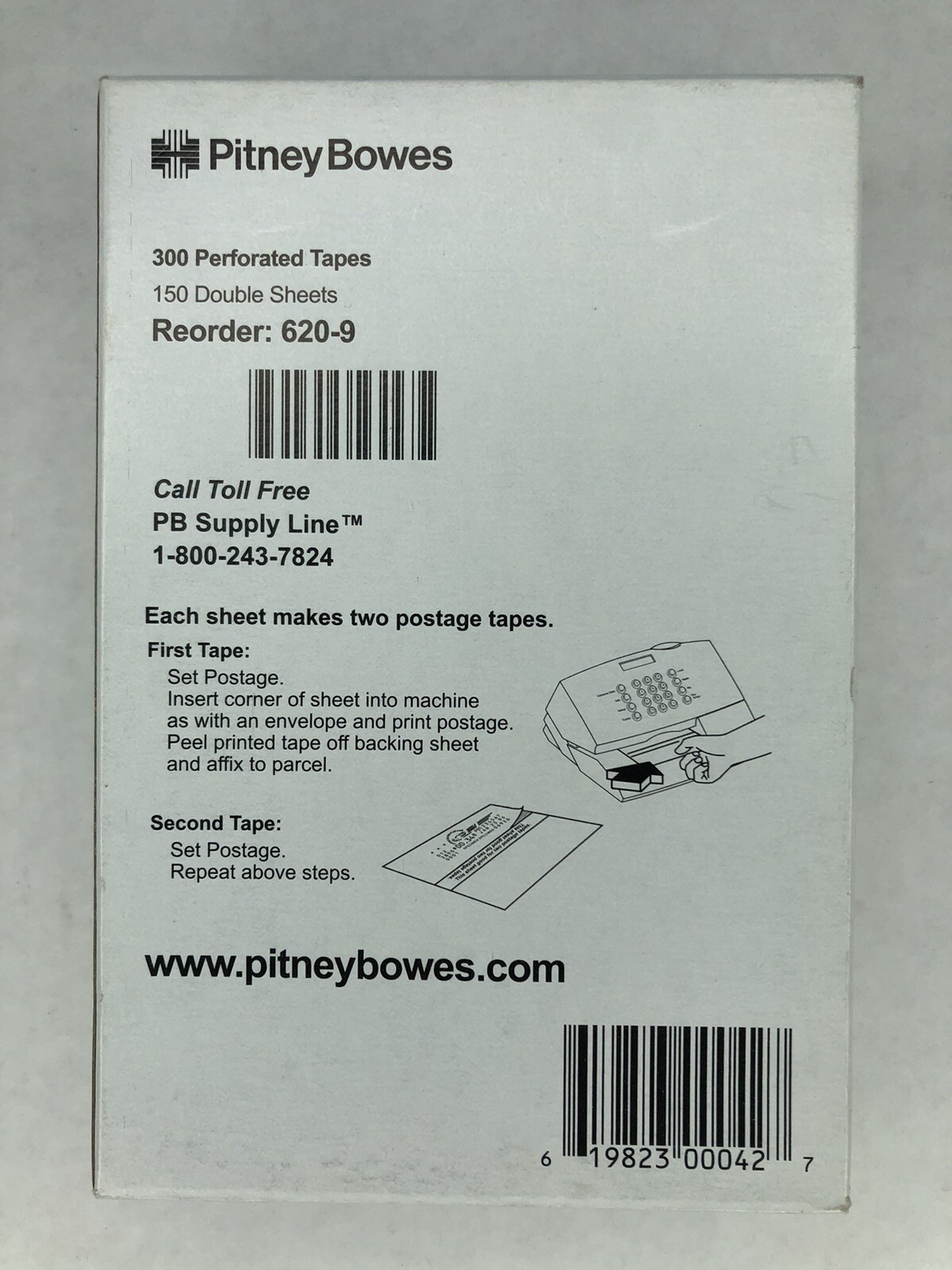 POSTAGE METER TAPE STRIPS Genuine PITNEY BOWES 620-9 132 Sheets **PARTIAL BOX**