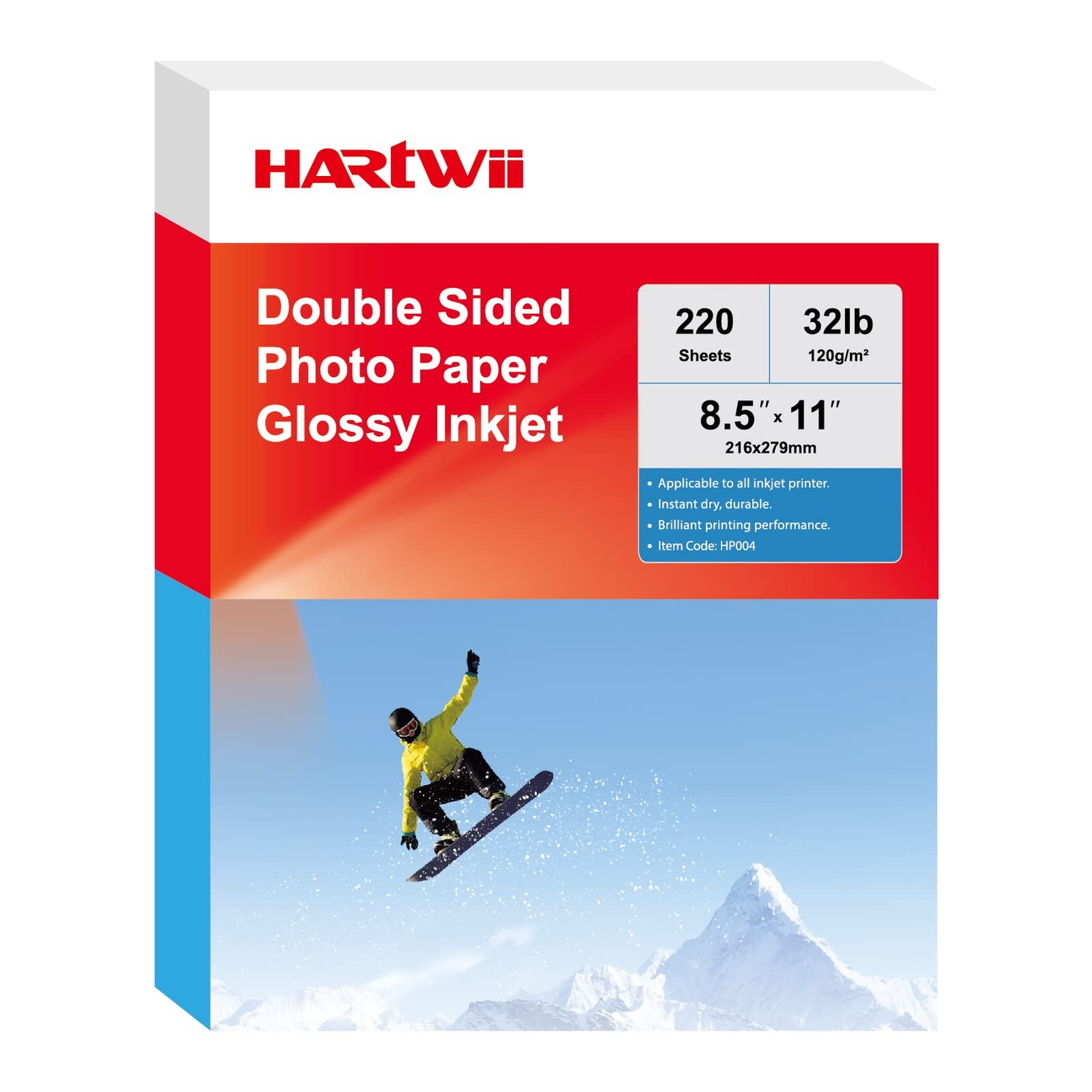 220 Pack 8.5×11 32lb Double Sided Glossy Photo Paper for All Dye Ink Printers