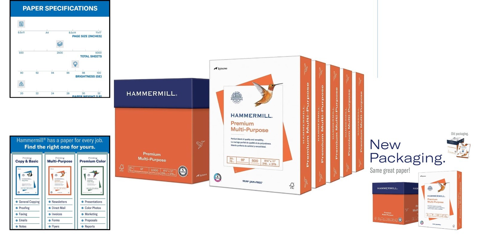 High-Quality 20 lb Copy Paper, 8.5 x 11 – 2500 Sheets – Jam-Free & Bright Finish