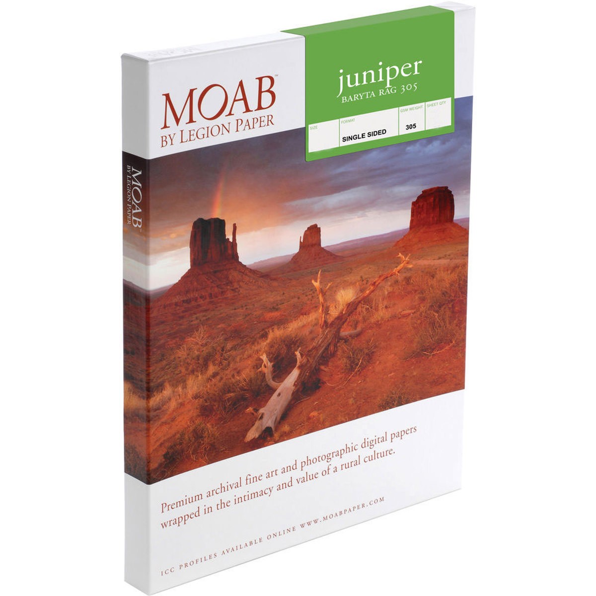 Moab Juniper Baryta Rag Glossy Fine Art Inkjet Print Paper, 24×36″, 305gsm, 25 S