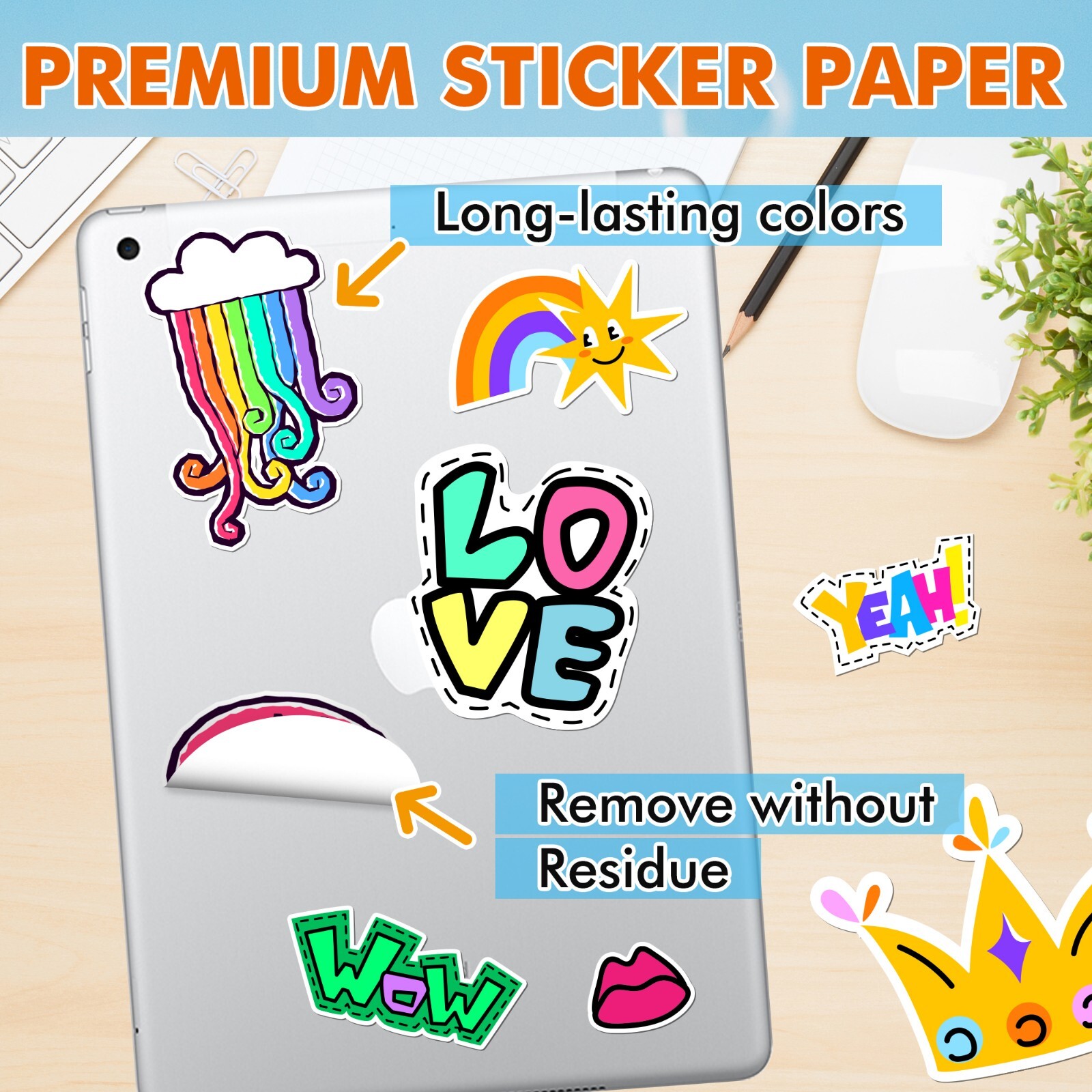 1000PK Bulk A-SUB Printable Vinyl Sticker Paper GLOSSY White Inkjet Printers
